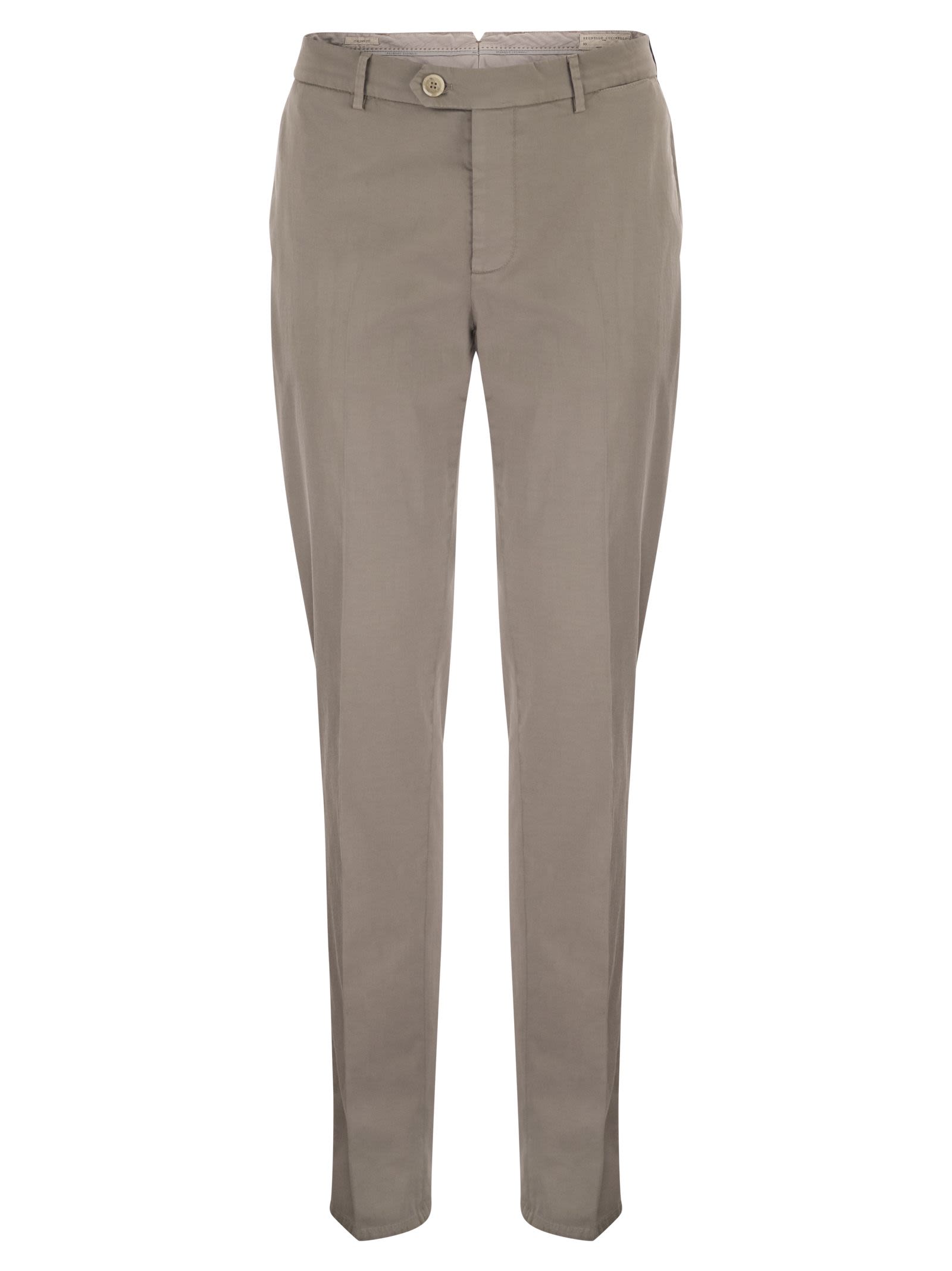 Brunello Cucinelli Men Italian Fit Cotton Gabardine Trousers BRUNELLO CUCINELLI