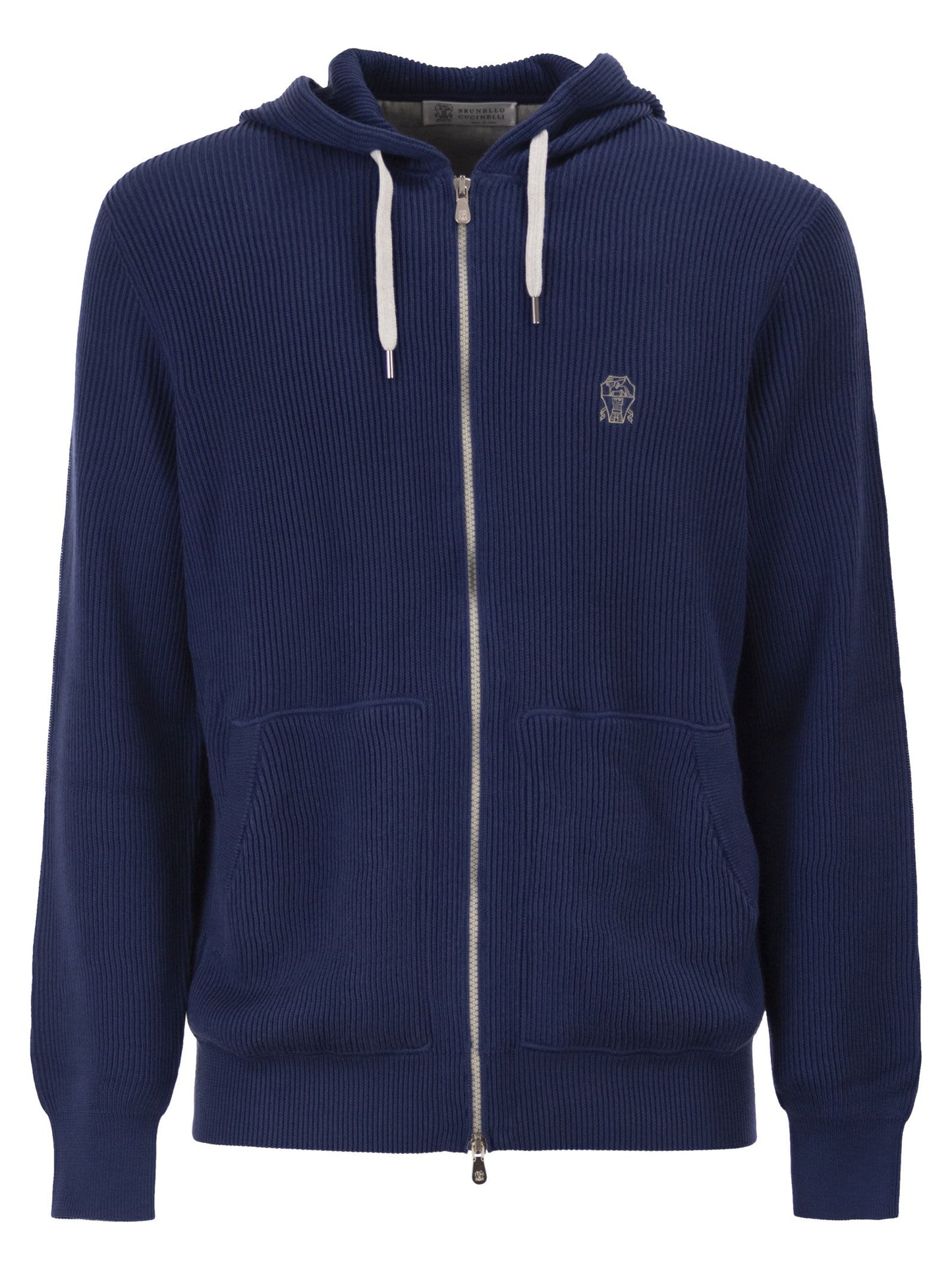 Brunello Cucinelli Men Ribbed Cotton Knit Hooded Sweatshirt BRUNELLO CUCINELLI