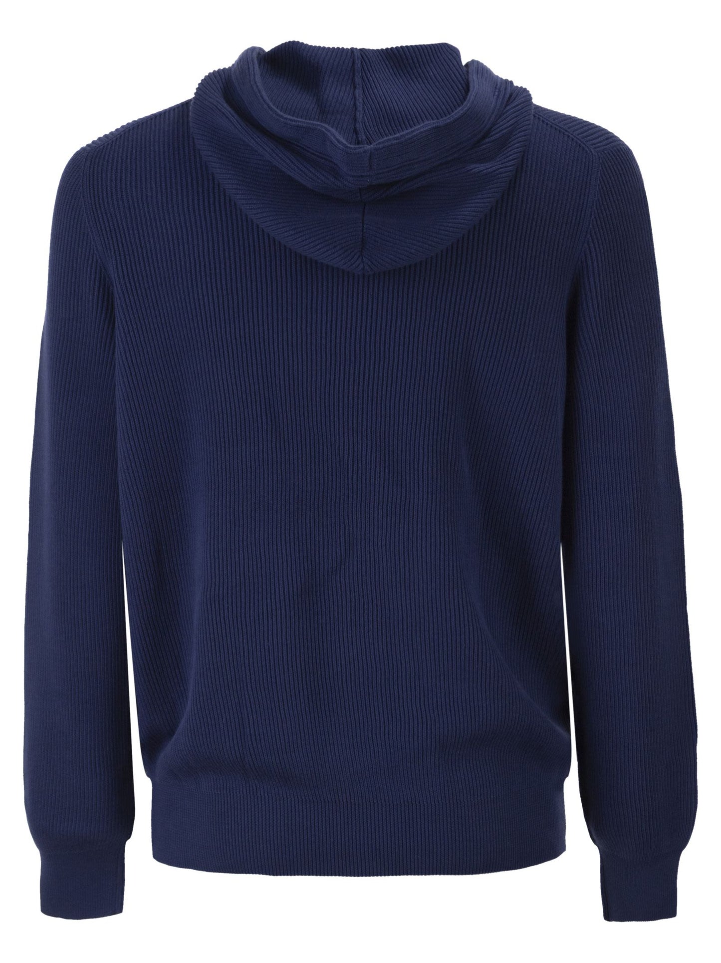 Brunello Cucinelli Men Ribbed Cotton Knit Hooded Sweatshirt BRUNELLO CUCINELLI