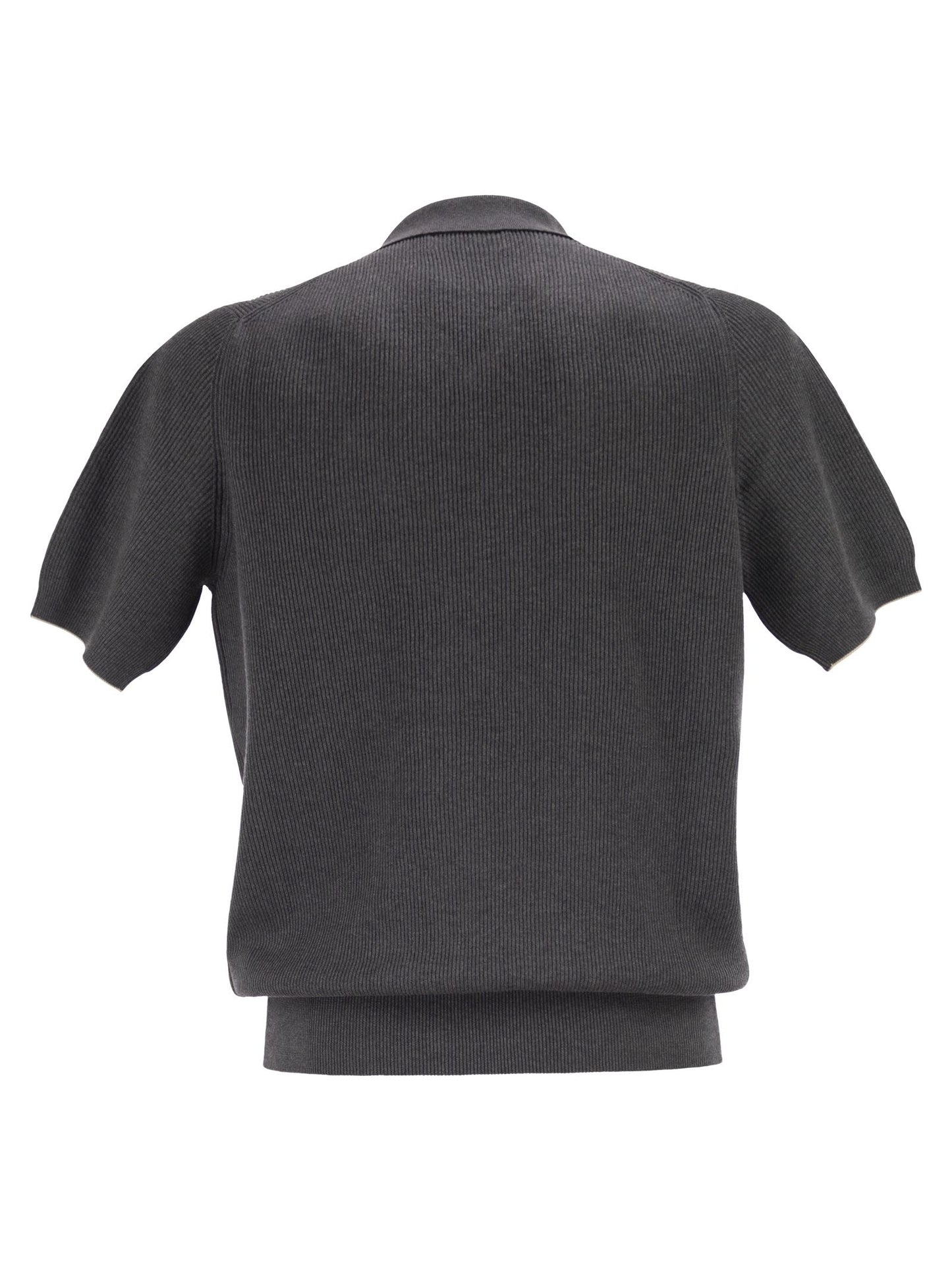 Brunello Cucinelli Men Cotton Rib Knit Polo Shirt BRUNELLO CUCINELLI