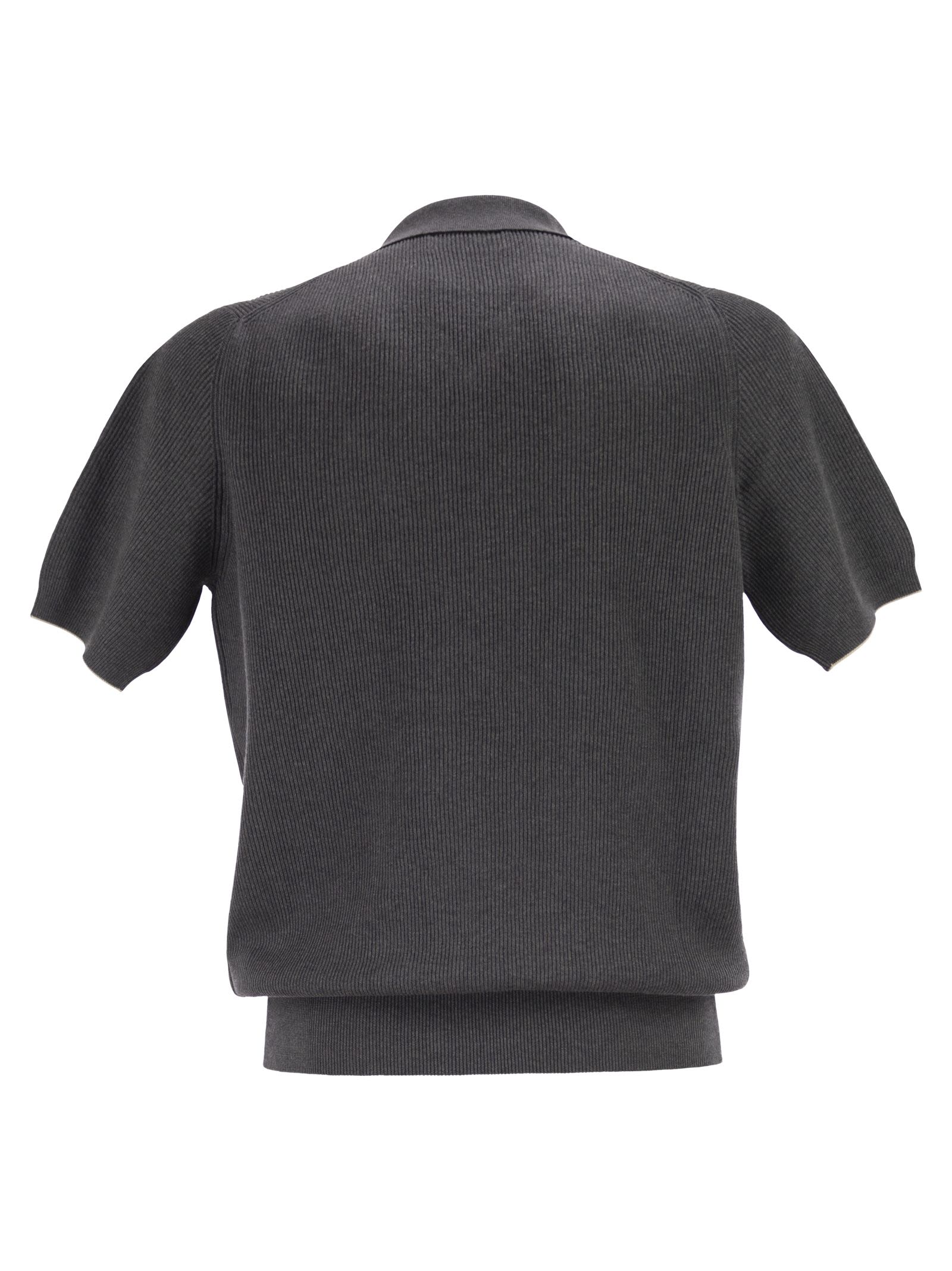 Brunello Cucinelli Men Cotton Rib Knit Polo Shirt BRUNELLO CUCINELLI