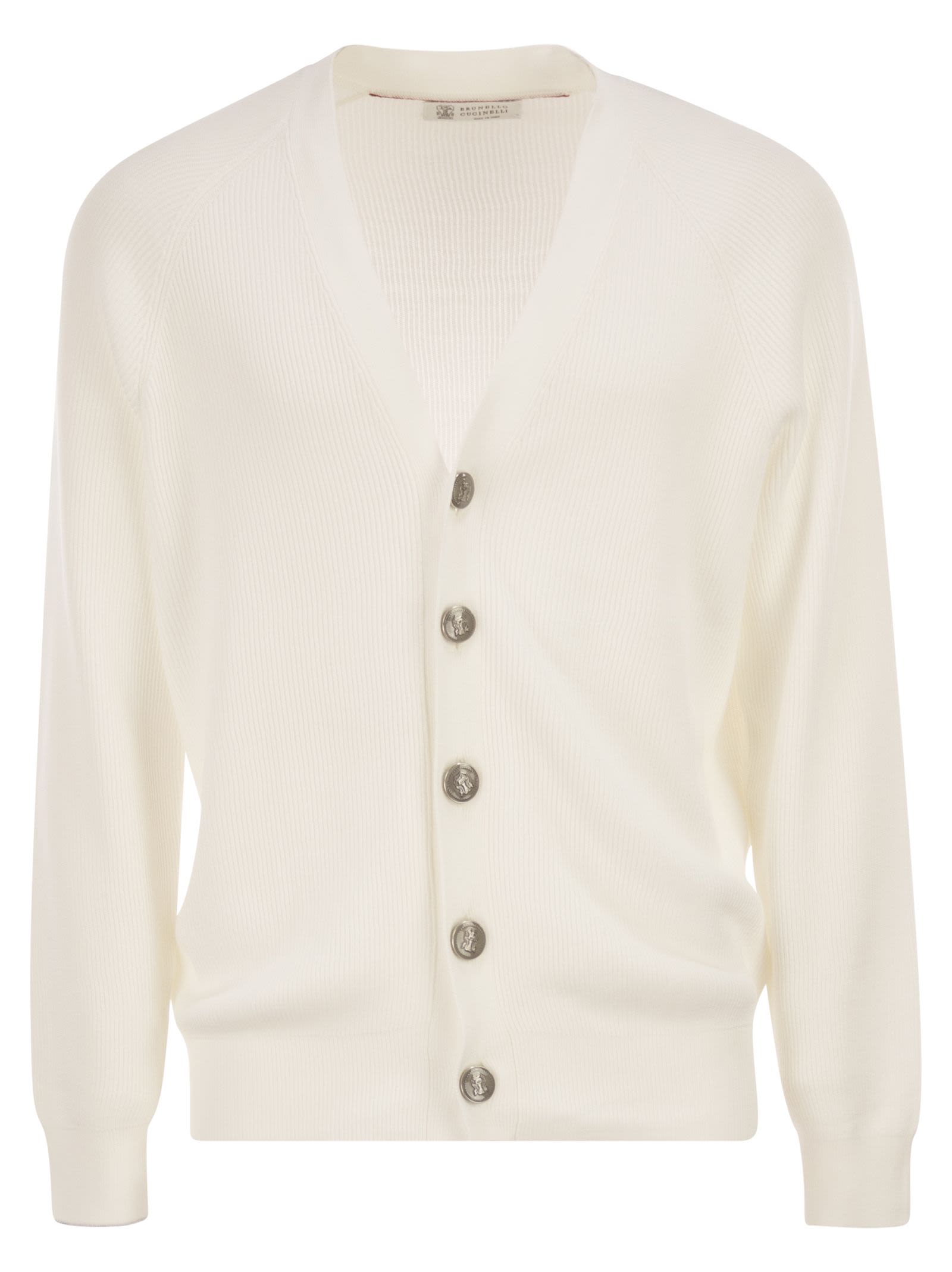 Brunello Cucinelli Men English Coast Cotton Cardigan With Raglan Sleeves BRUNELLO CUCINELLI