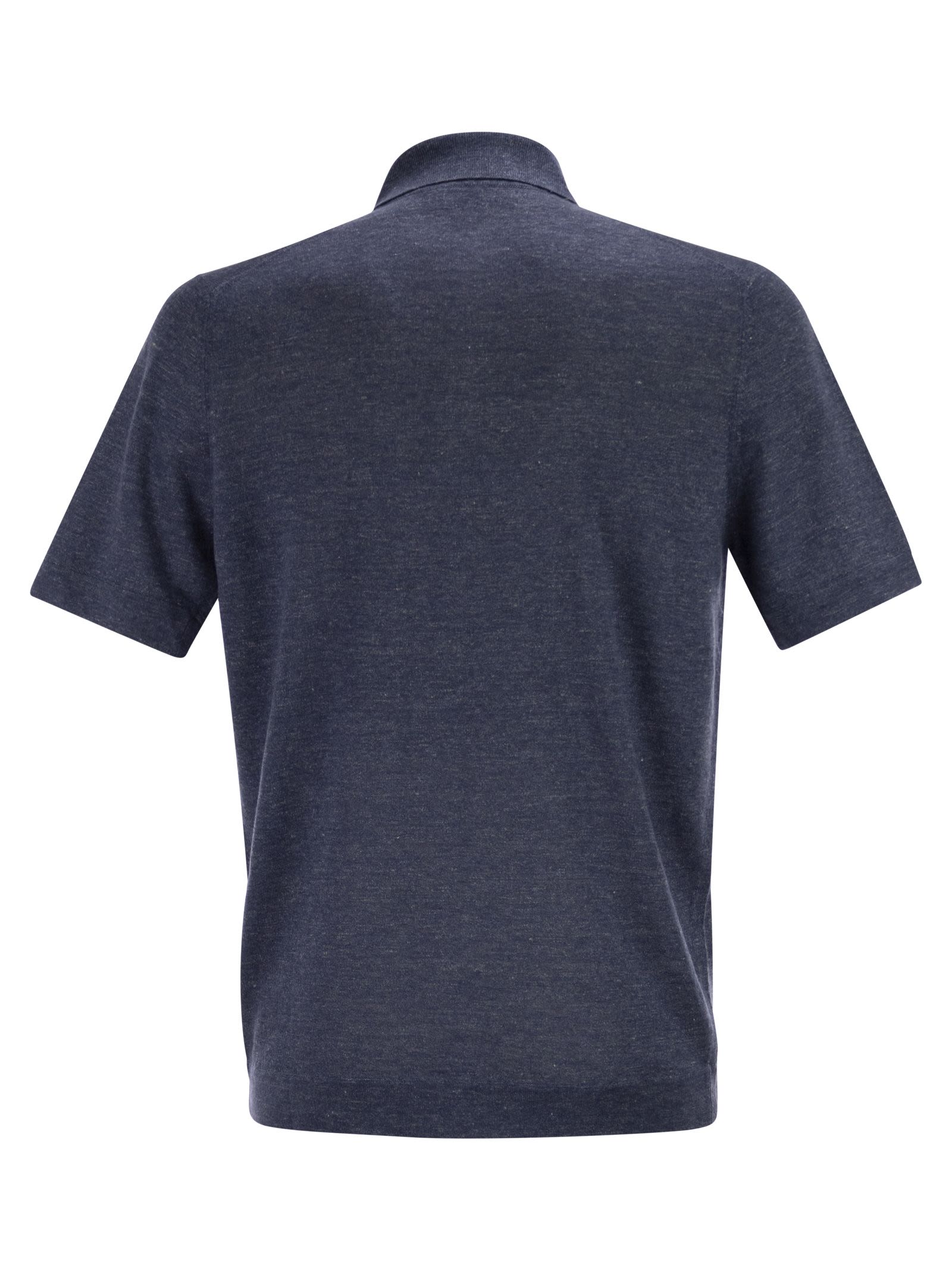 Brunello Cucinelli Men Linen And Cotton Knit Polo Shirt BRUNELLO CUCINELLI