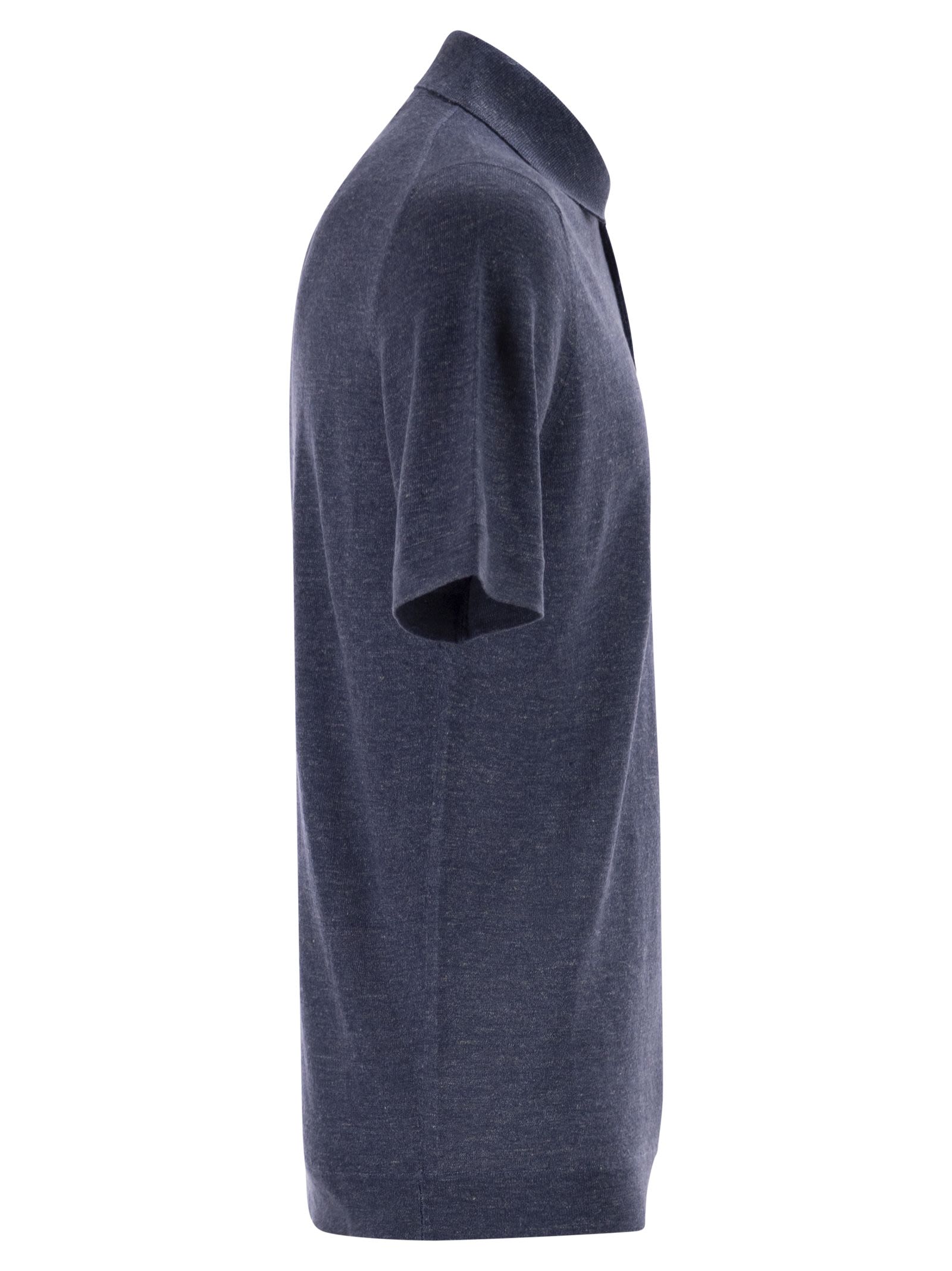 Brunello Cucinelli Men Linen And Cotton Knit Polo Shirt BRUNELLO CUCINELLI