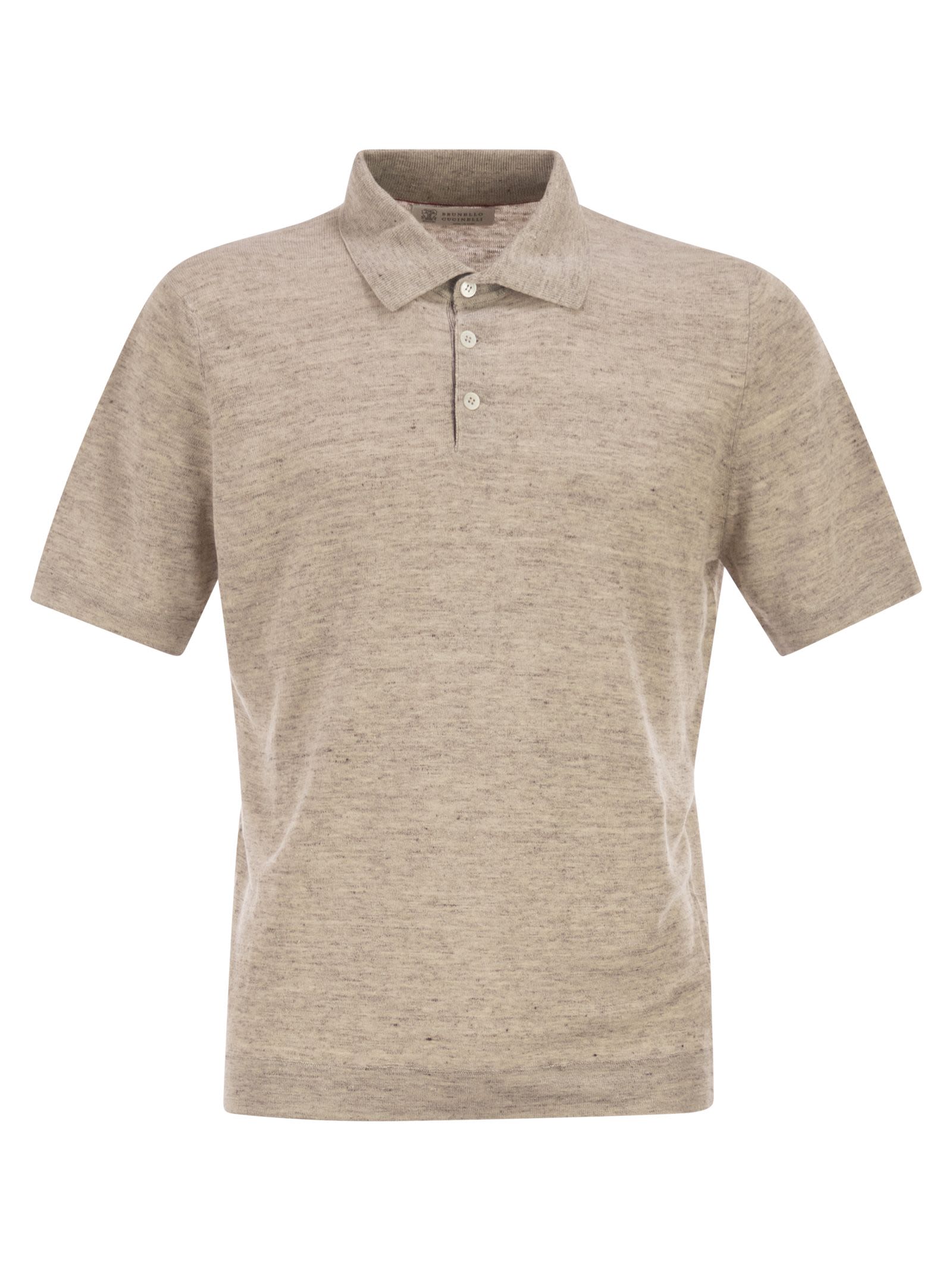 Brunello Cucinelli Men Linen And Cotton Knit Polo Shirt BRUNELLO CUCINELLI