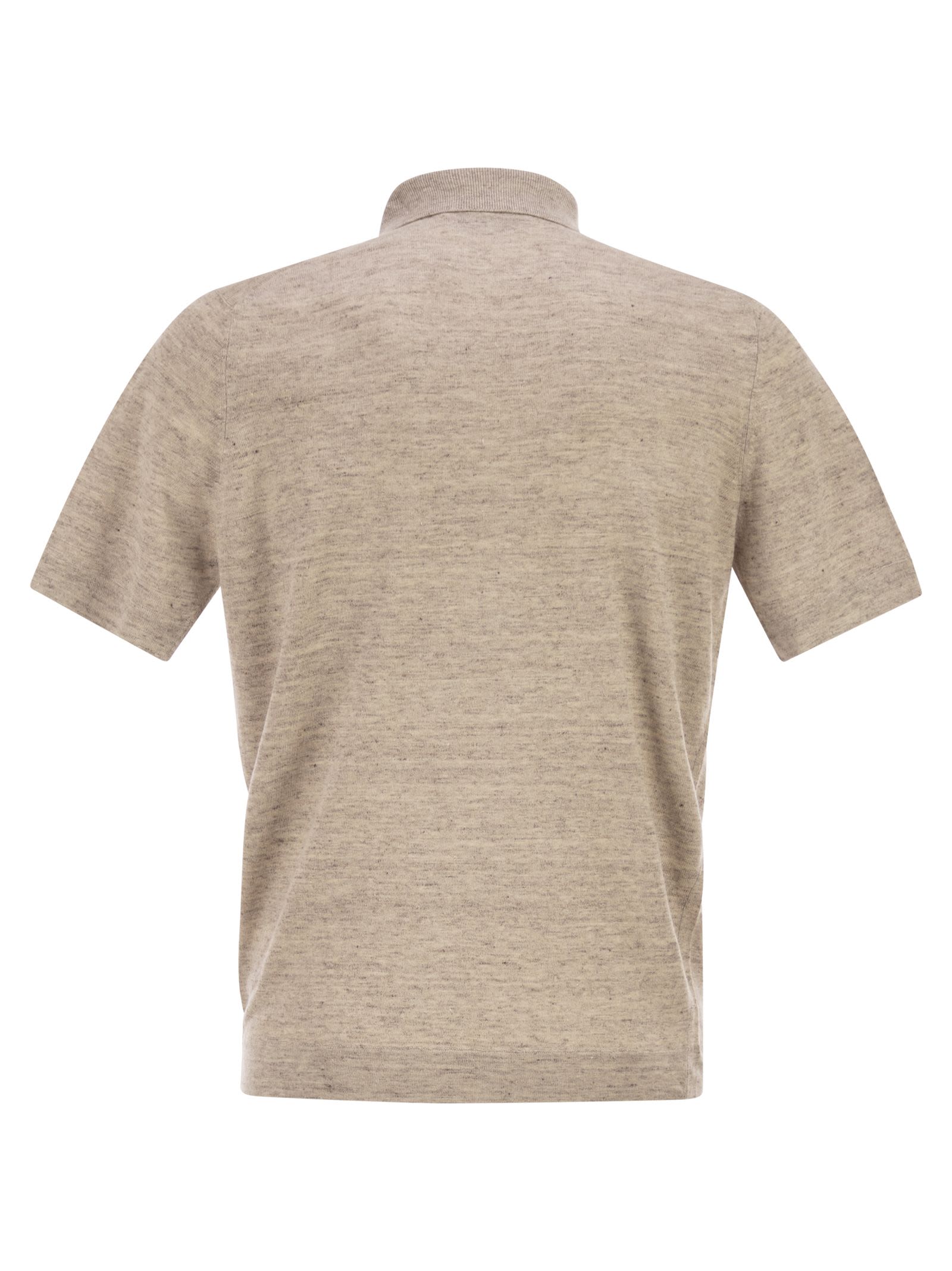 Brunello Cucinelli Men Linen And Cotton Knit Polo Shirt BRUNELLO CUCINELLI