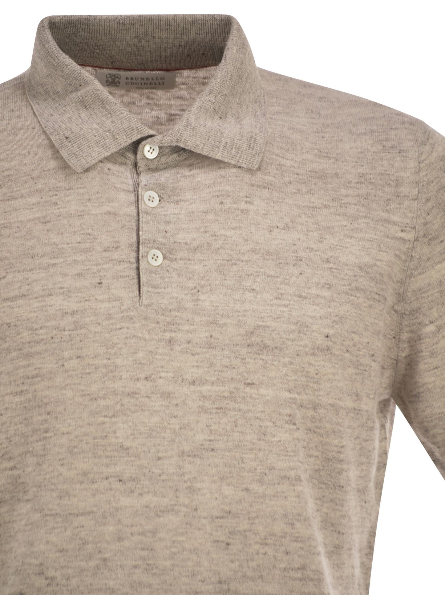 Brunello Cucinelli Men Linen And Cotton Knit Polo Shirt BRUNELLO CUCINELLI