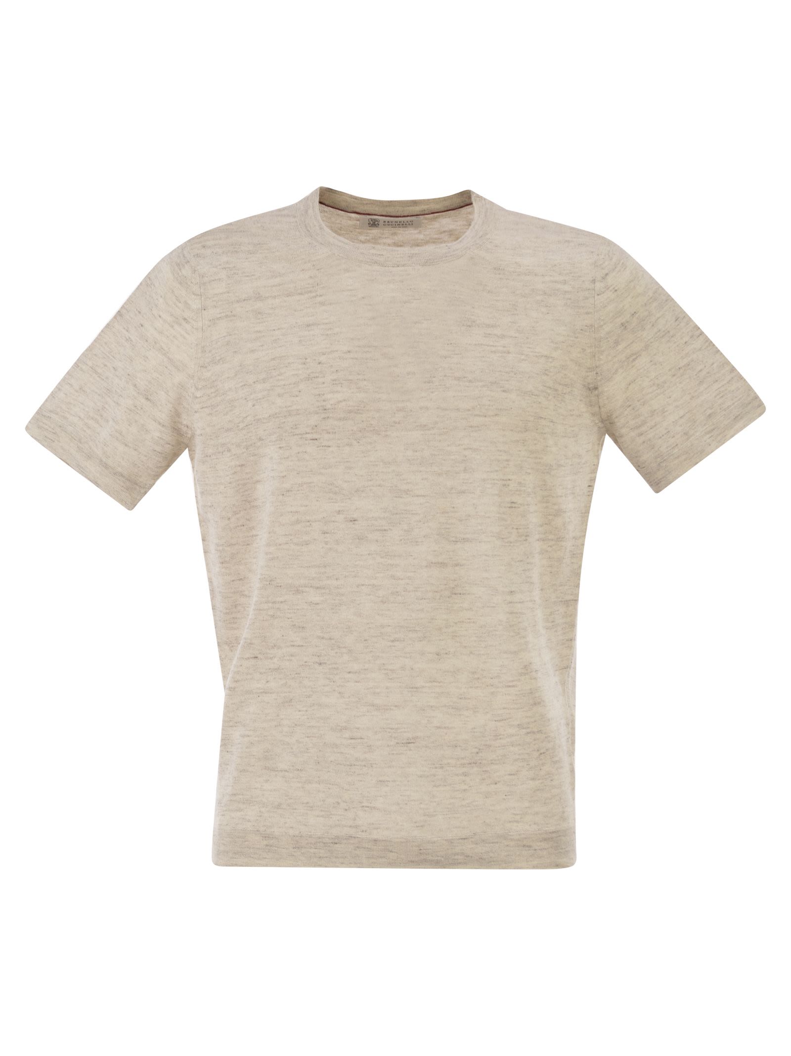 Brunello Cucinelli Men Linen And Cotton Crew Neck T-Shirt BRUNELLO CUCINELLI