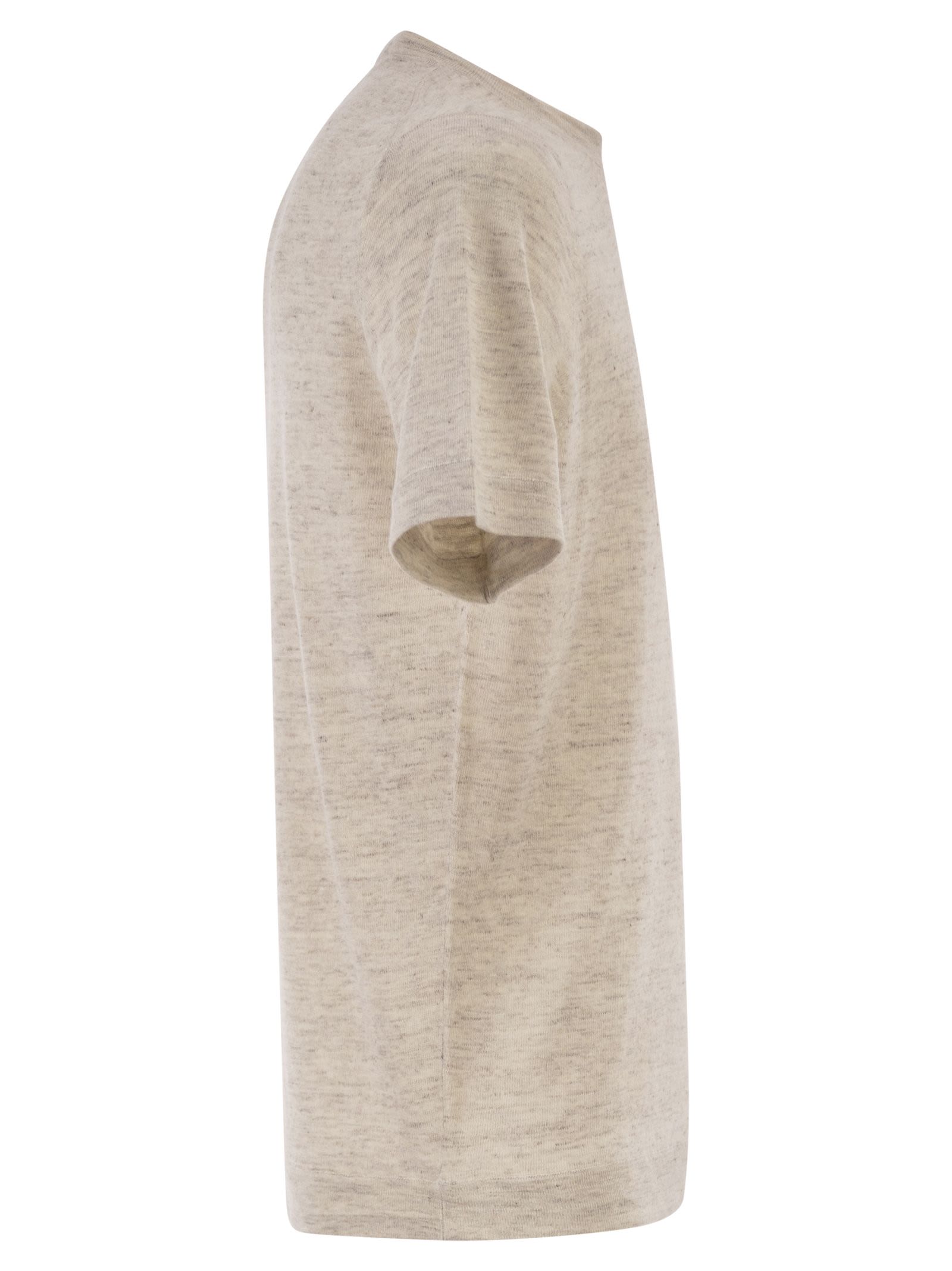 Brunello Cucinelli Men Linen And Cotton Crew Neck T-Shirt BRUNELLO CUCINELLI