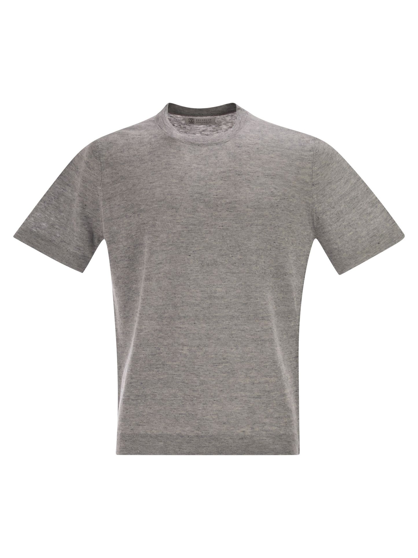 Brunello Cucinelli Men Linen And Cotton Crew Neck T-Shirt BRUNELLO CUCINELLI
