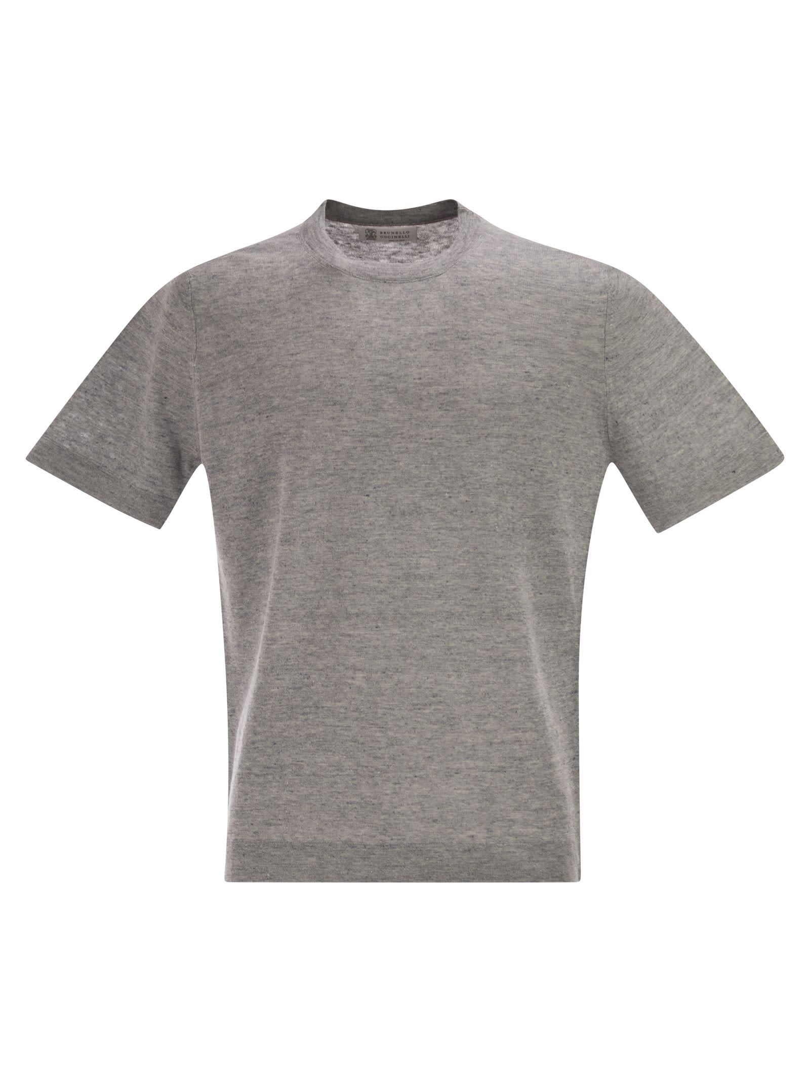 Brunello Cucinelli Men Linen And Cotton Crew Neck T-Shirt BRUNELLO CUCINELLI