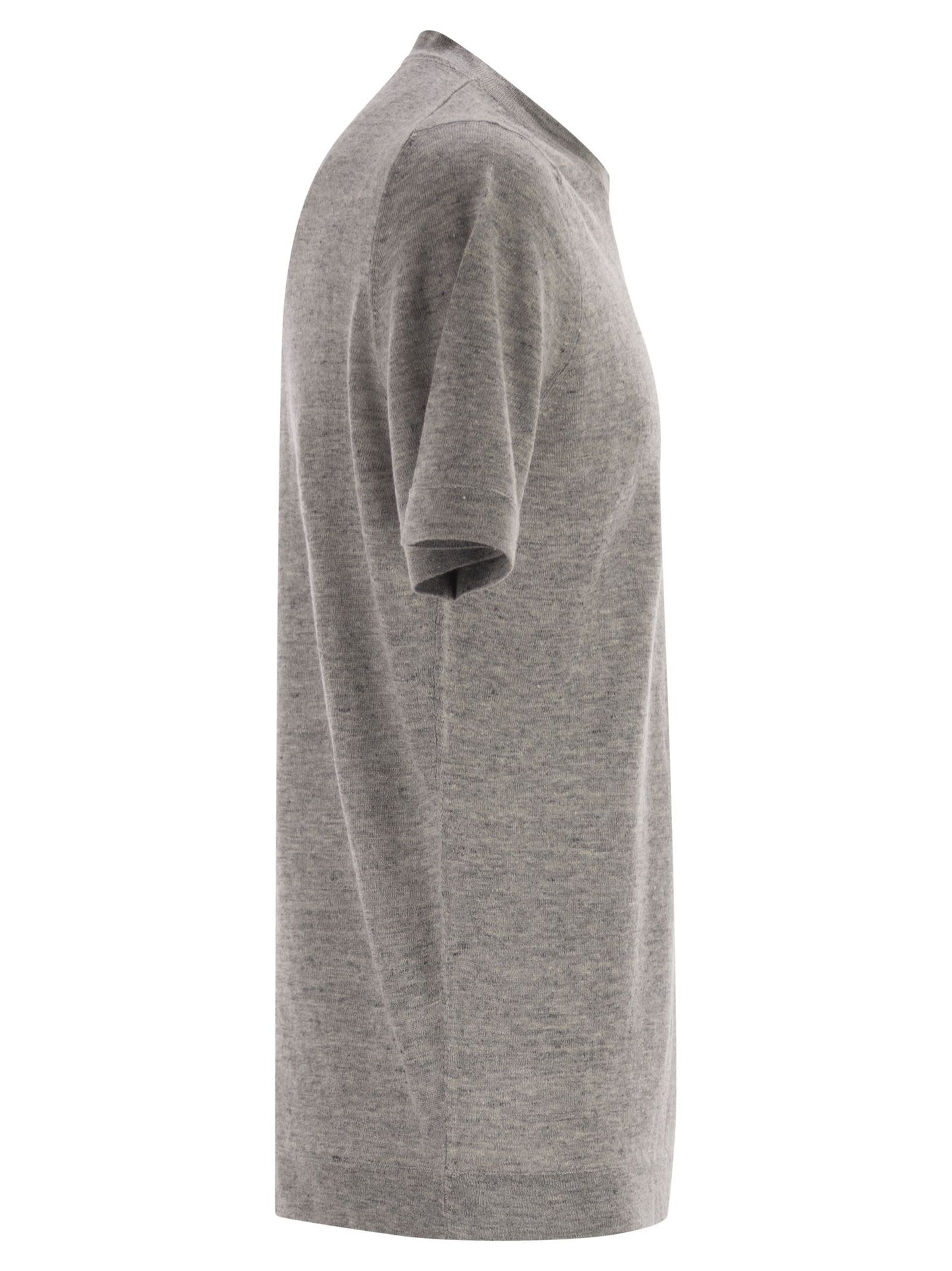 Brunello Cucinelli Men Linen And Cotton Crew Neck T-Shirt BRUNELLO CUCINELLI