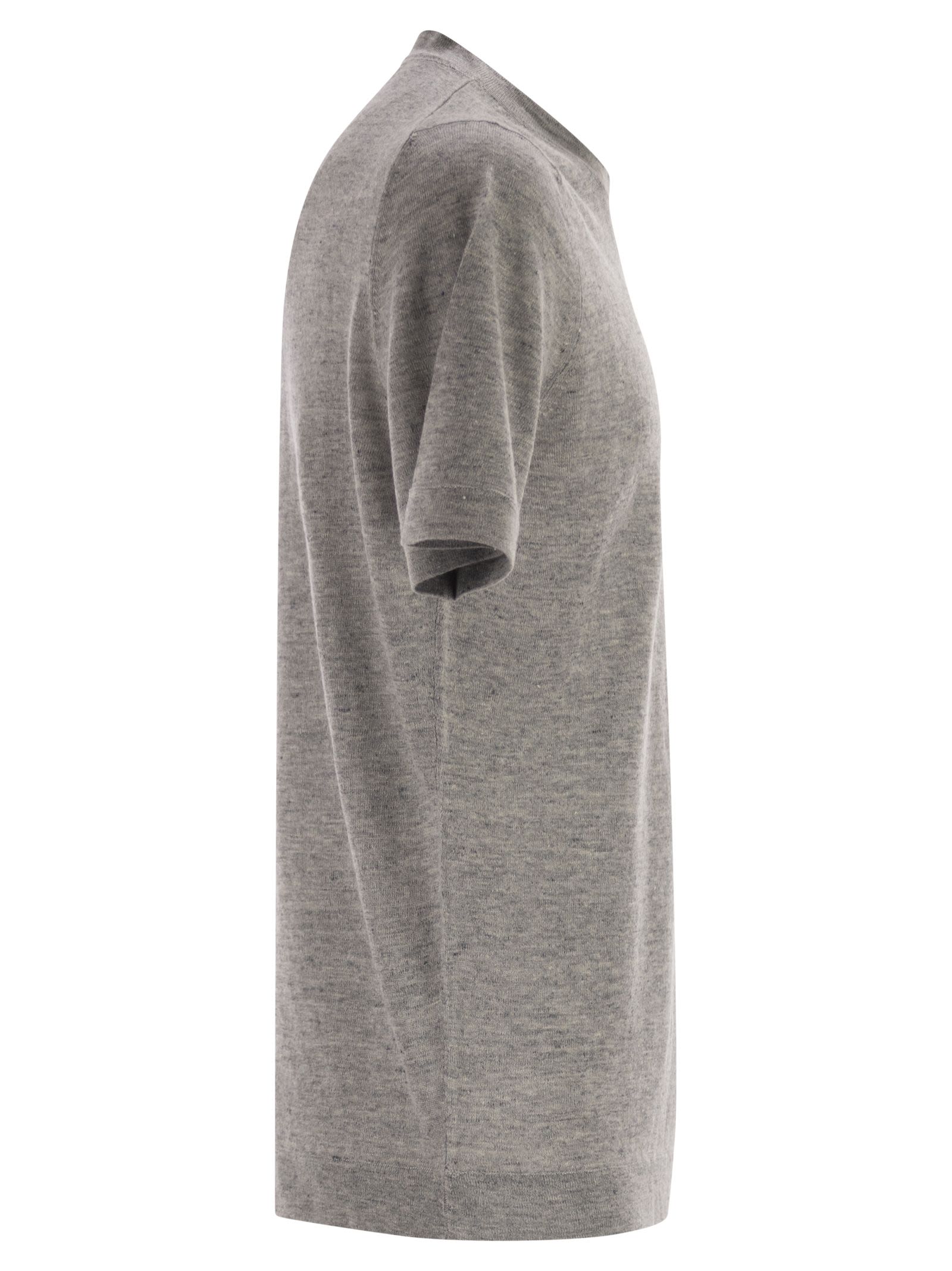 Brunello Cucinelli Men Linen And Cotton Crew Neck T-Shirt BRUNELLO CUCINELLI