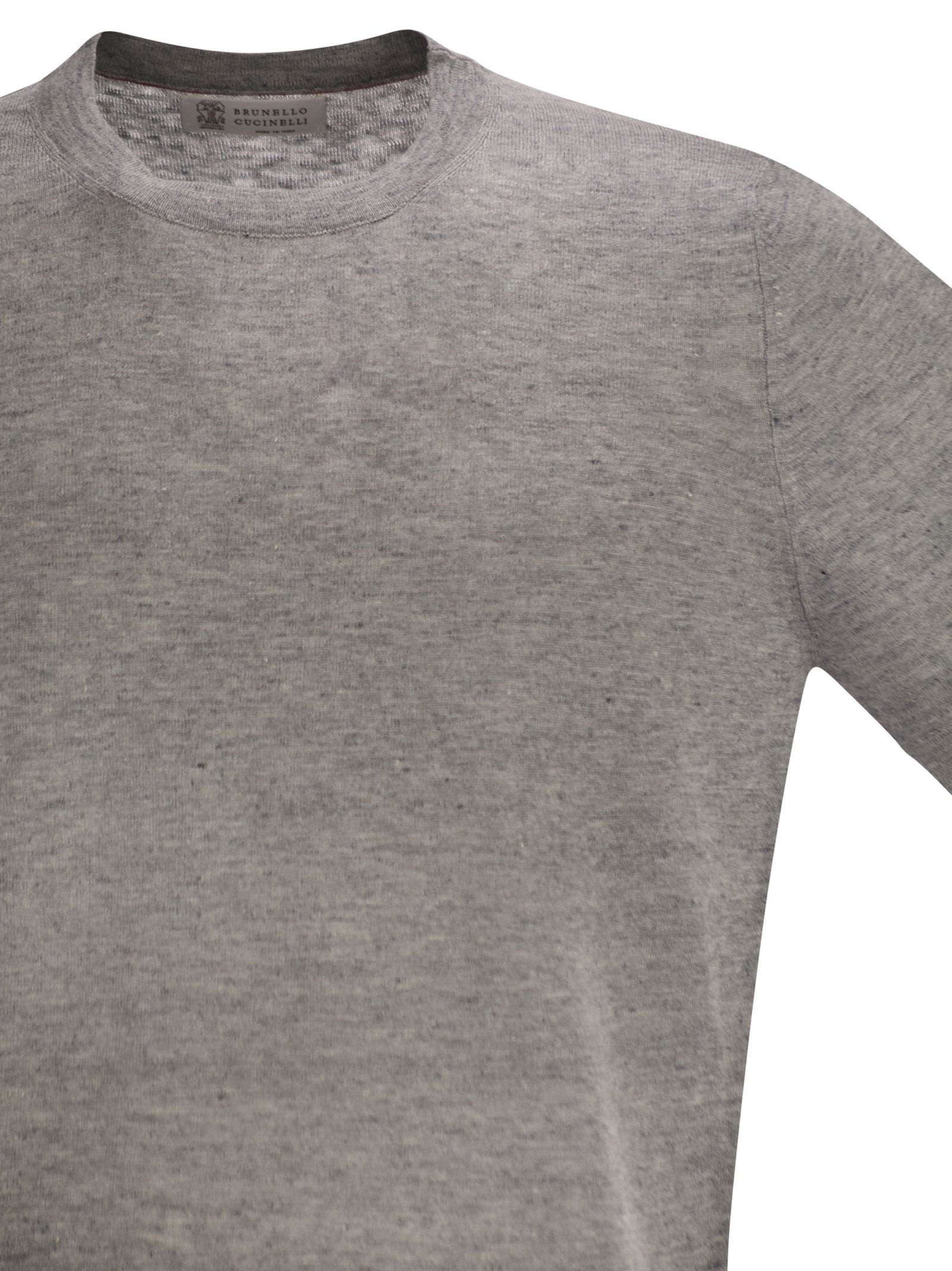 Brunello Cucinelli Men Linen And Cotton Crew Neck T-Shirt BRUNELLO CUCINELLI