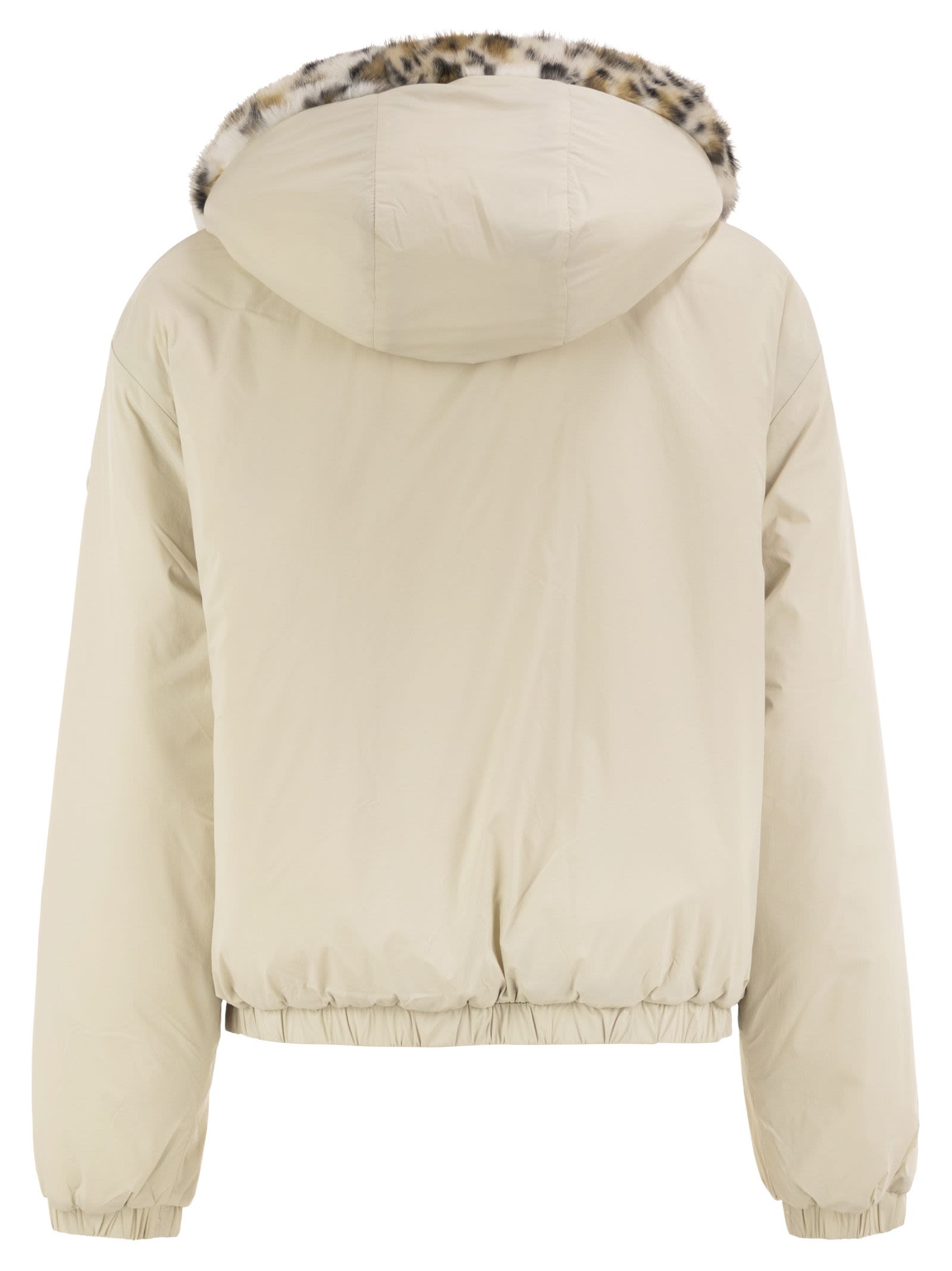 Moose Knuckles Women Eaton Bunny Gold - Reversible Hooded Jacket With Animal-Print Faux Fur MOOSE KNUCKLES
