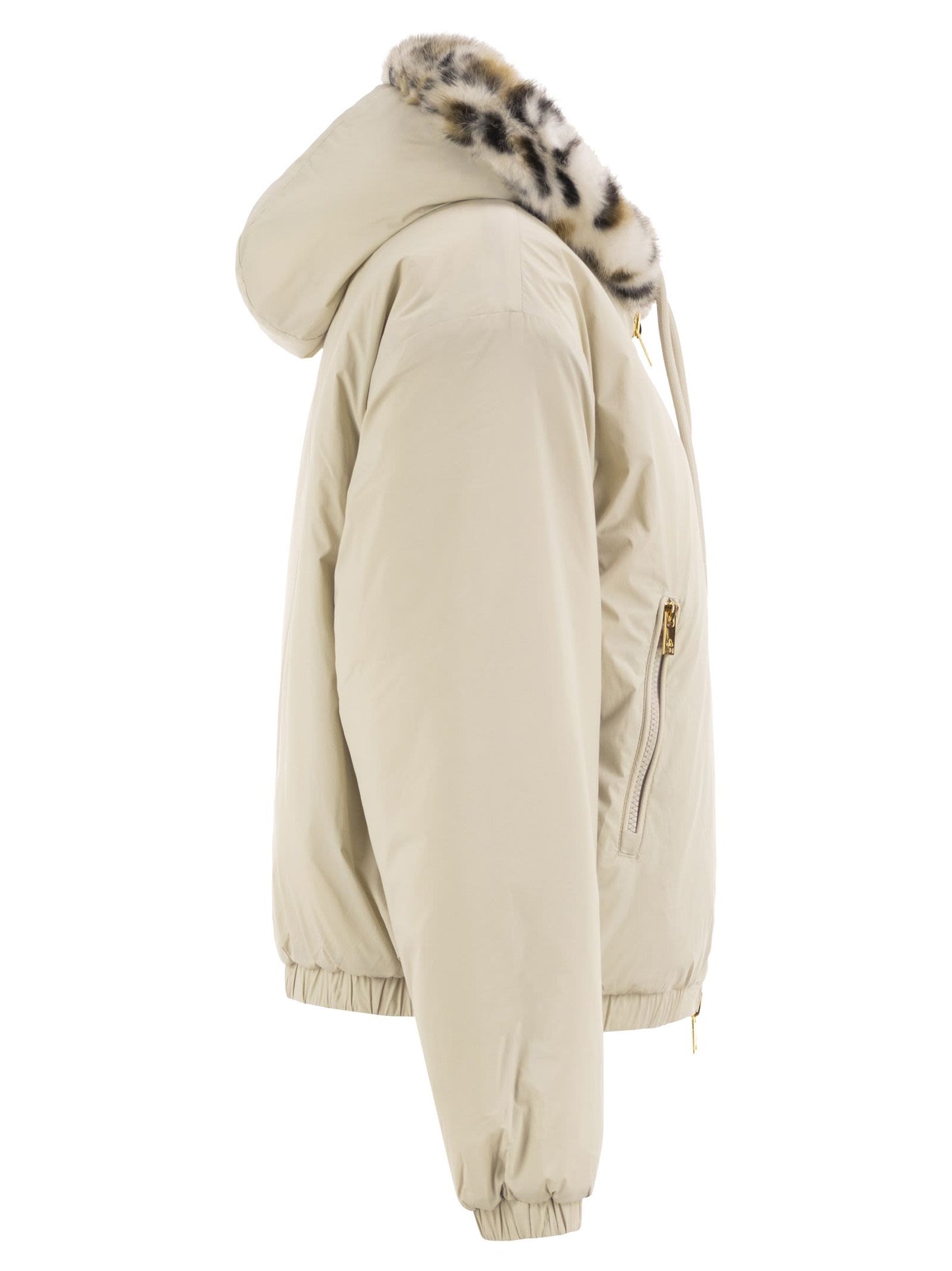 Moose Knuckles Women Eaton Bunny Gold - Reversible Hooded Jacket With Animal-Print Faux Fur MOOSE KNUCKLES