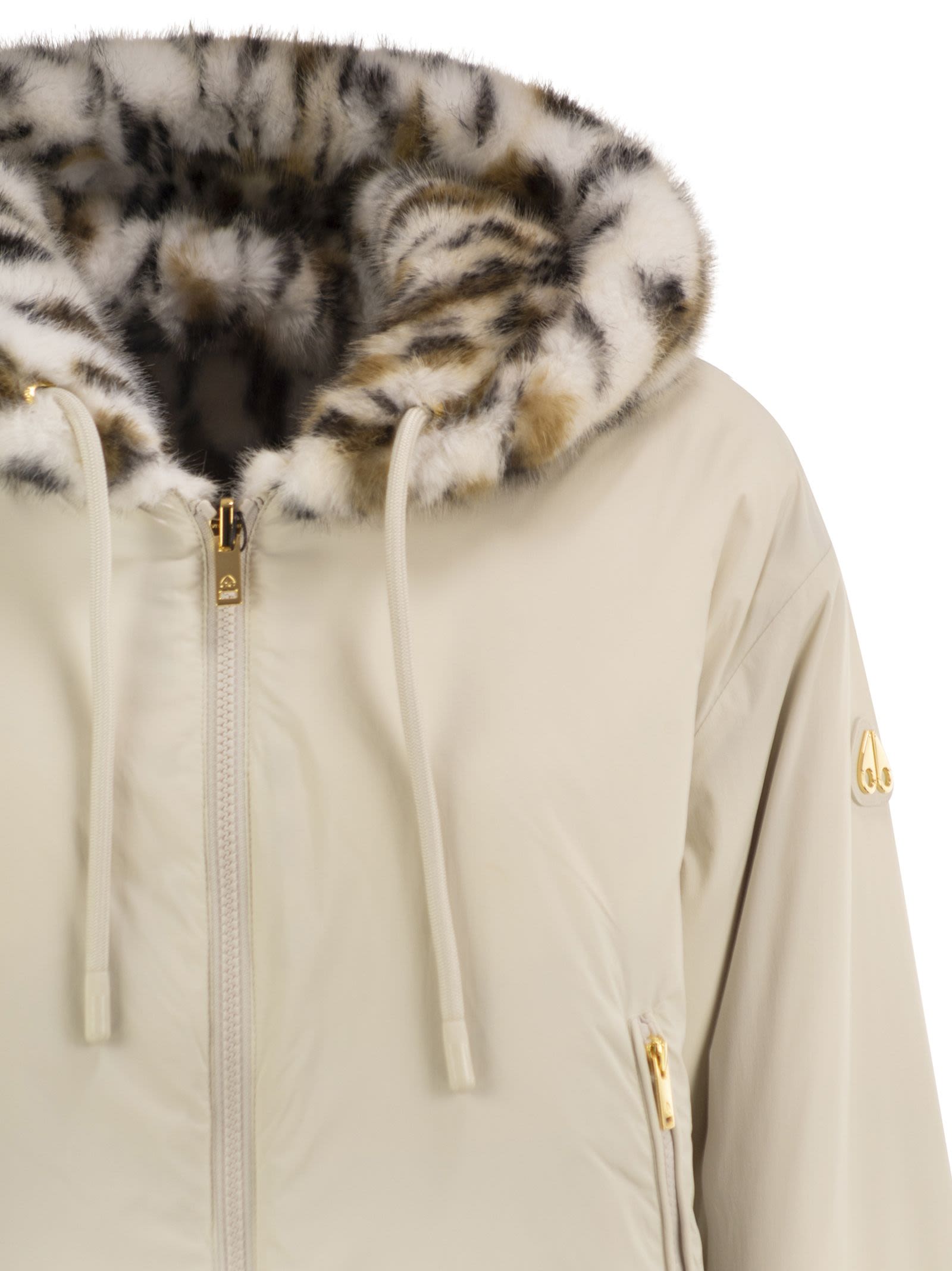 Moose Knuckles Women Eaton Bunny Gold - Reversible Hooded Jacket With Animal-Print Faux Fur MOOSE KNUCKLES
