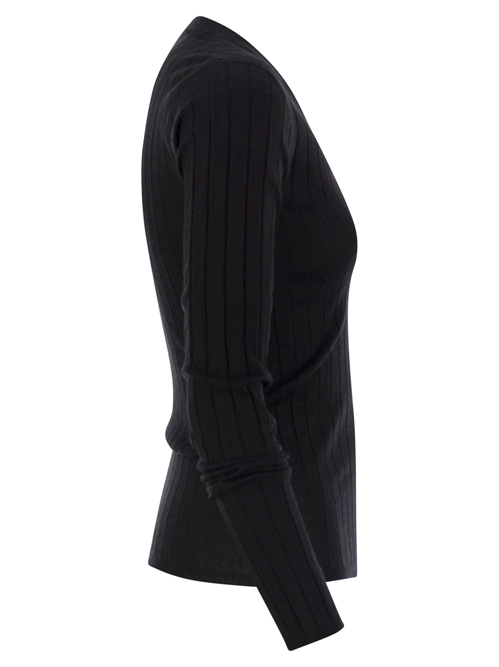 Brunello Cucinelli Women Lightweight Cashmere And Silk Broad Rib Sweater BRUNELLO CUCINELLI