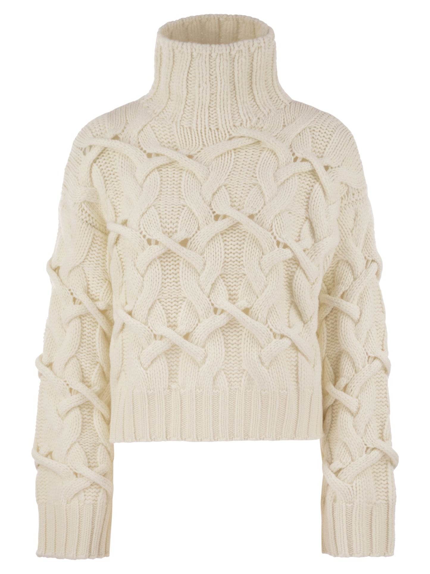 Brunello Cucinelli Women Braided High-Necked Cashmere Sweater BRUNELLO CUCINELLI