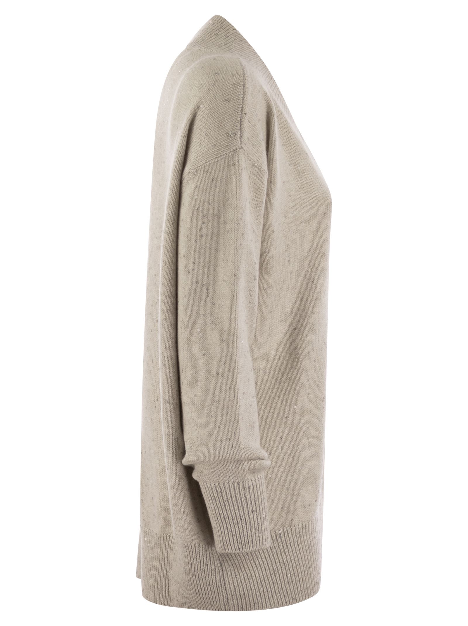 Brunello Cucinelli Women Cashmere And Silk Sweater With Micro Sequins BRUNELLO CUCINELLI
