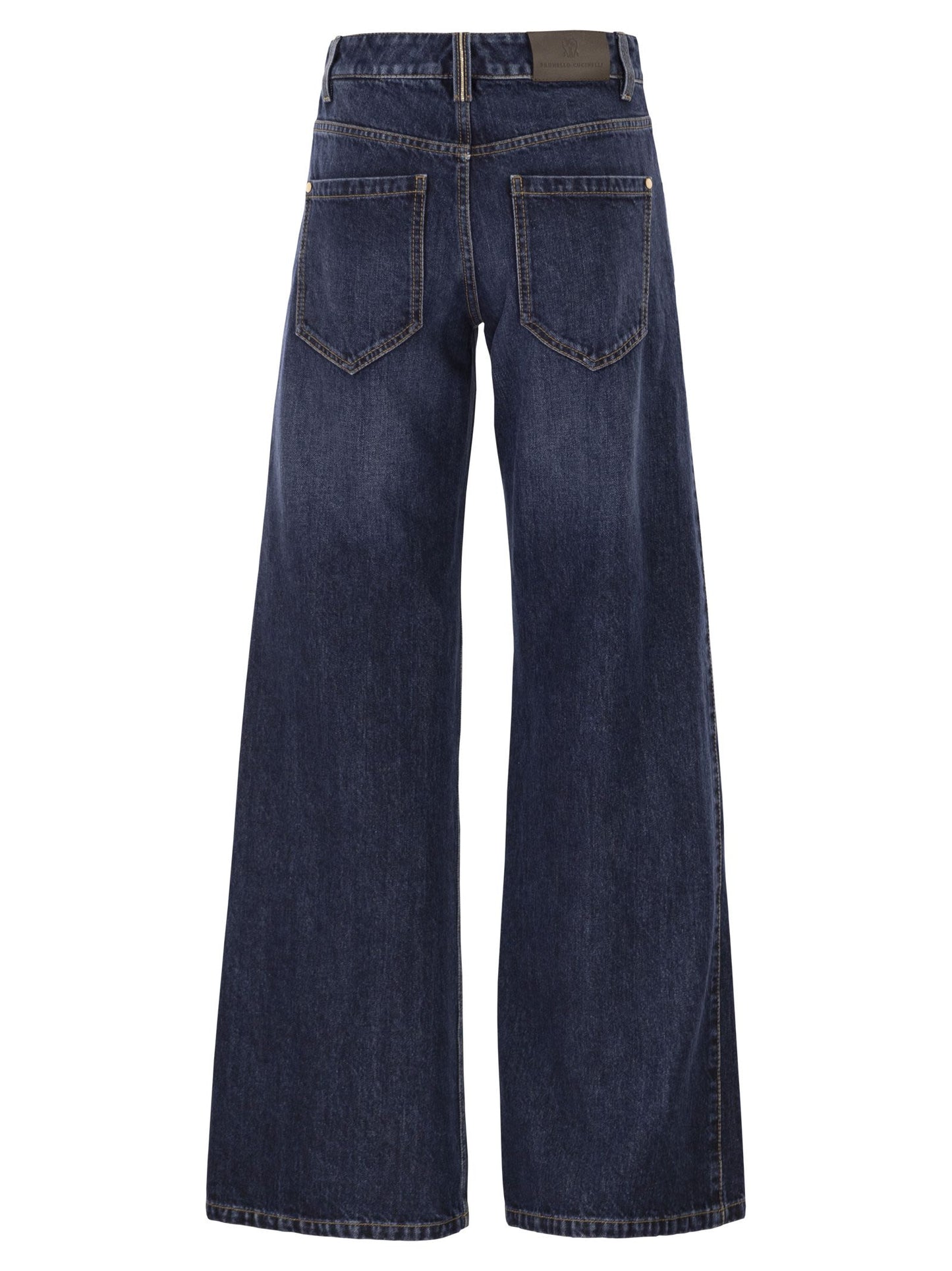 Brunello Cucinelli Women Wide Trousers In Authentic Denim With Jewellery BRUNELLO CUCINELLI