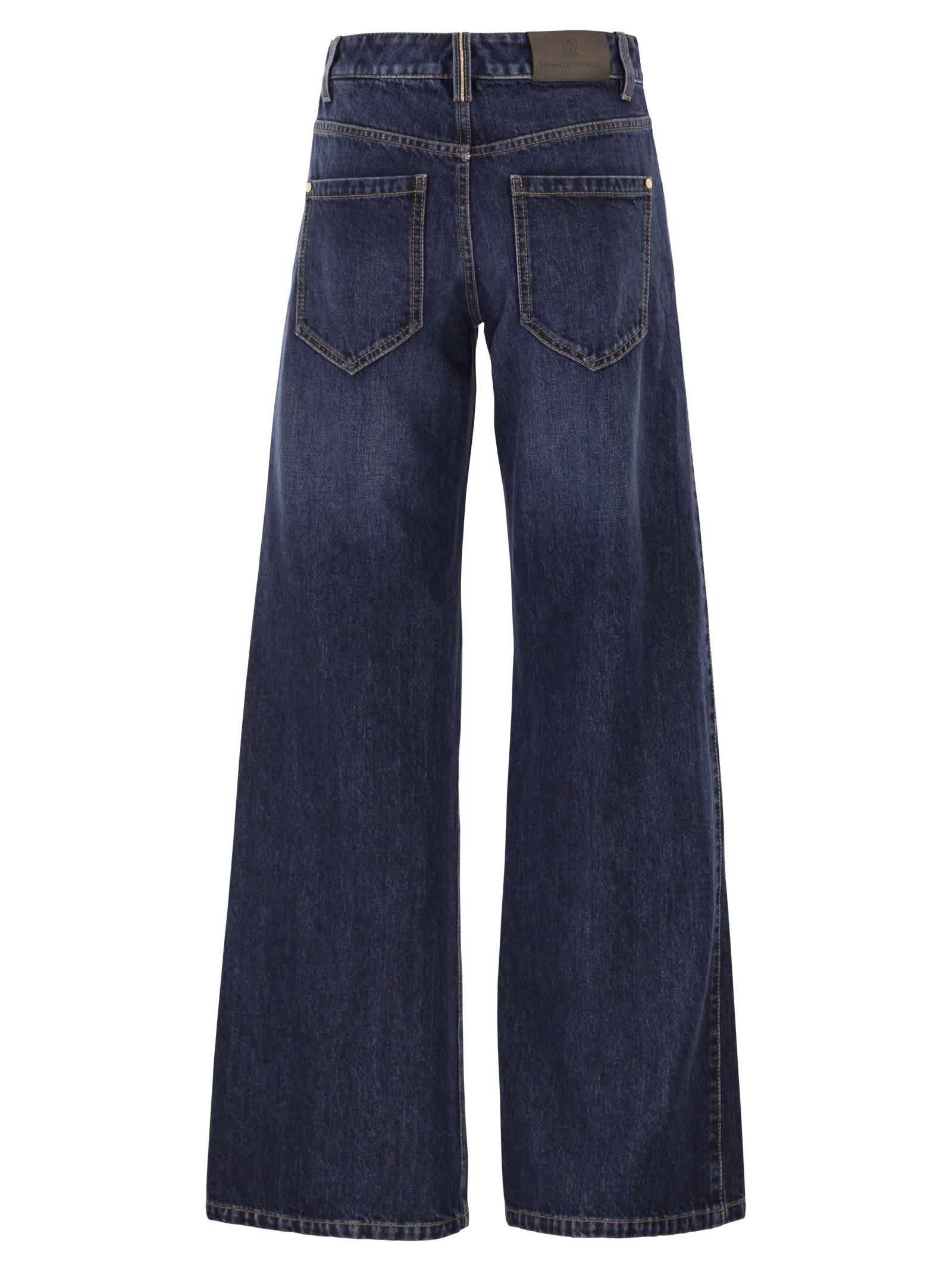Brunello Cucinelli Women Wide Trousers In Authentic Denim With Jewellery BRUNELLO CUCINELLI