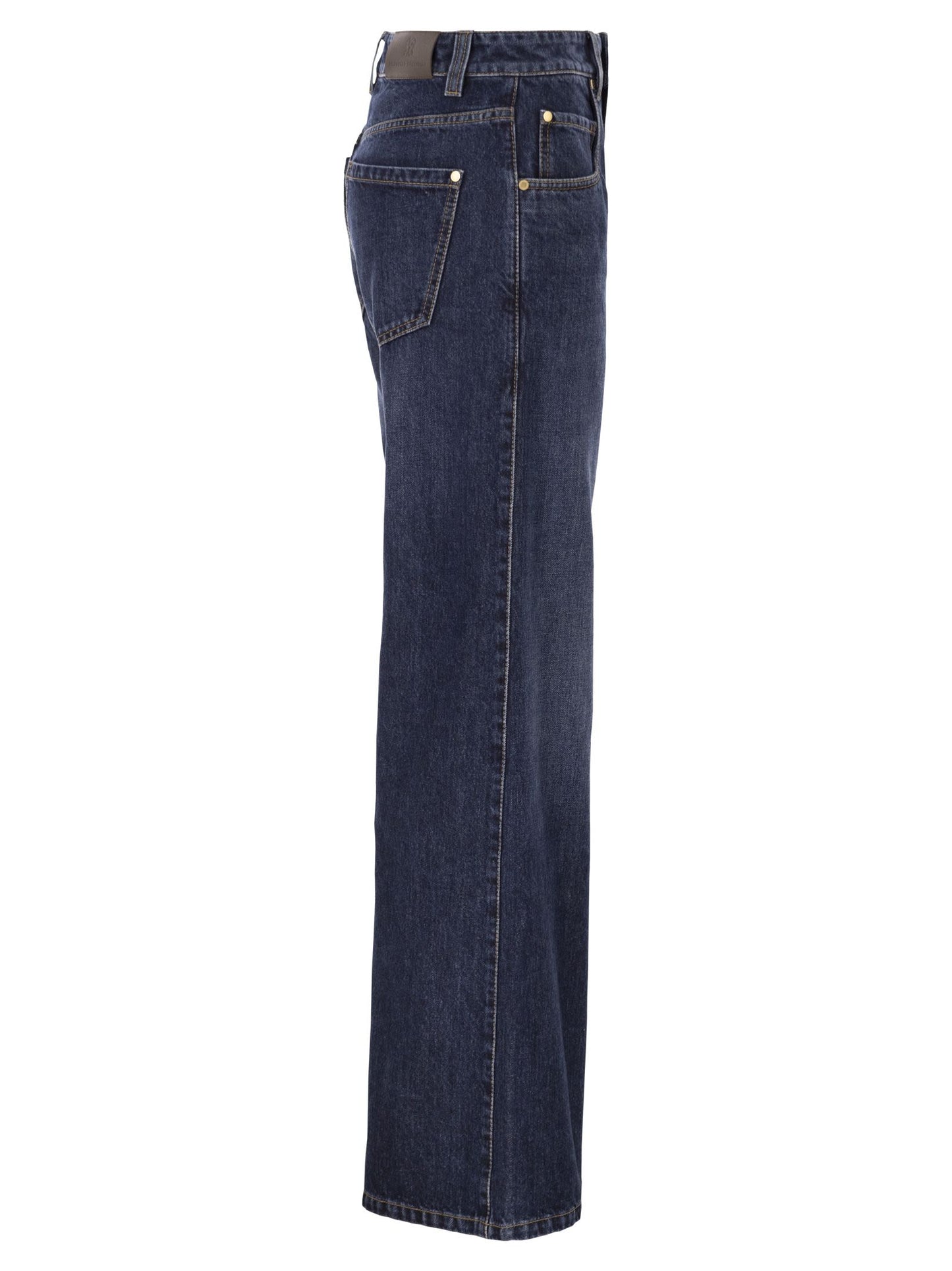 Brunello Cucinelli Women Wide Trousers In Authentic Denim With Jewellery BRUNELLO CUCINELLI