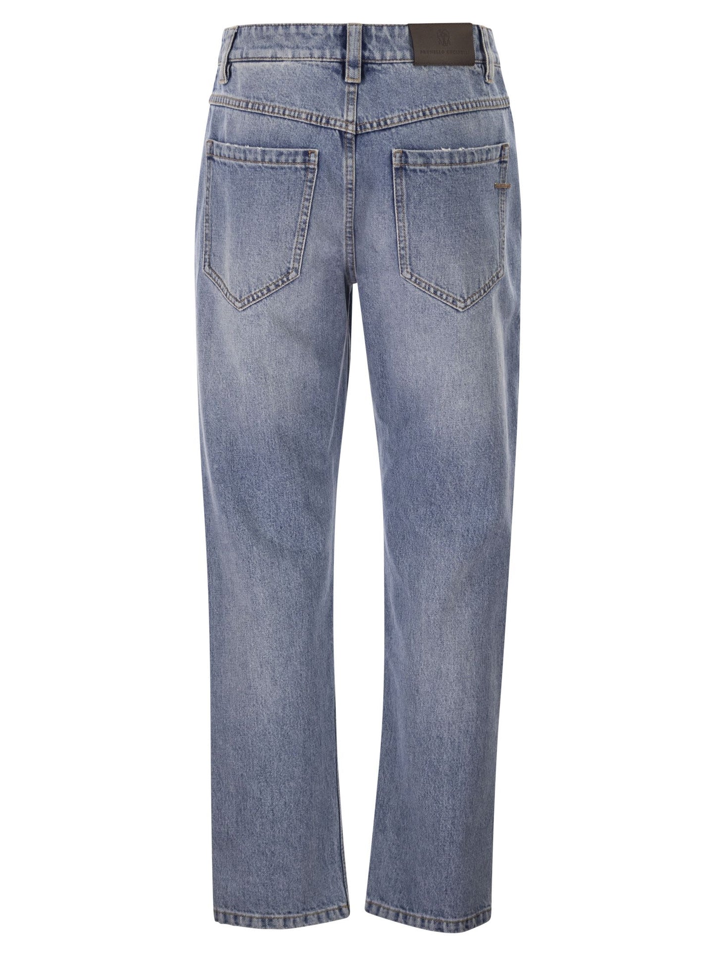 Brunello Cucinelli Women Straight Trousers In Authentic Denim With Shiny Bartack BRUNELLO CUCINELLI