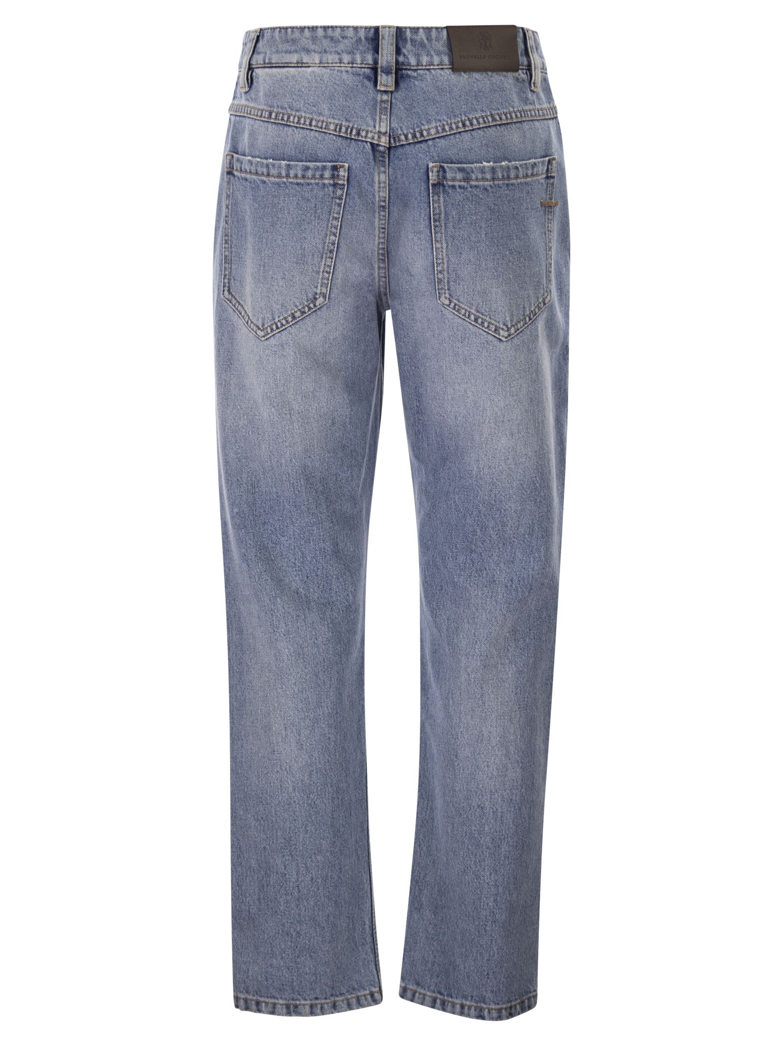 Brunello Cucinelli Women Straight Trousers In Authentic Denim With Shiny Bartack BRUNELLO CUCINELLI