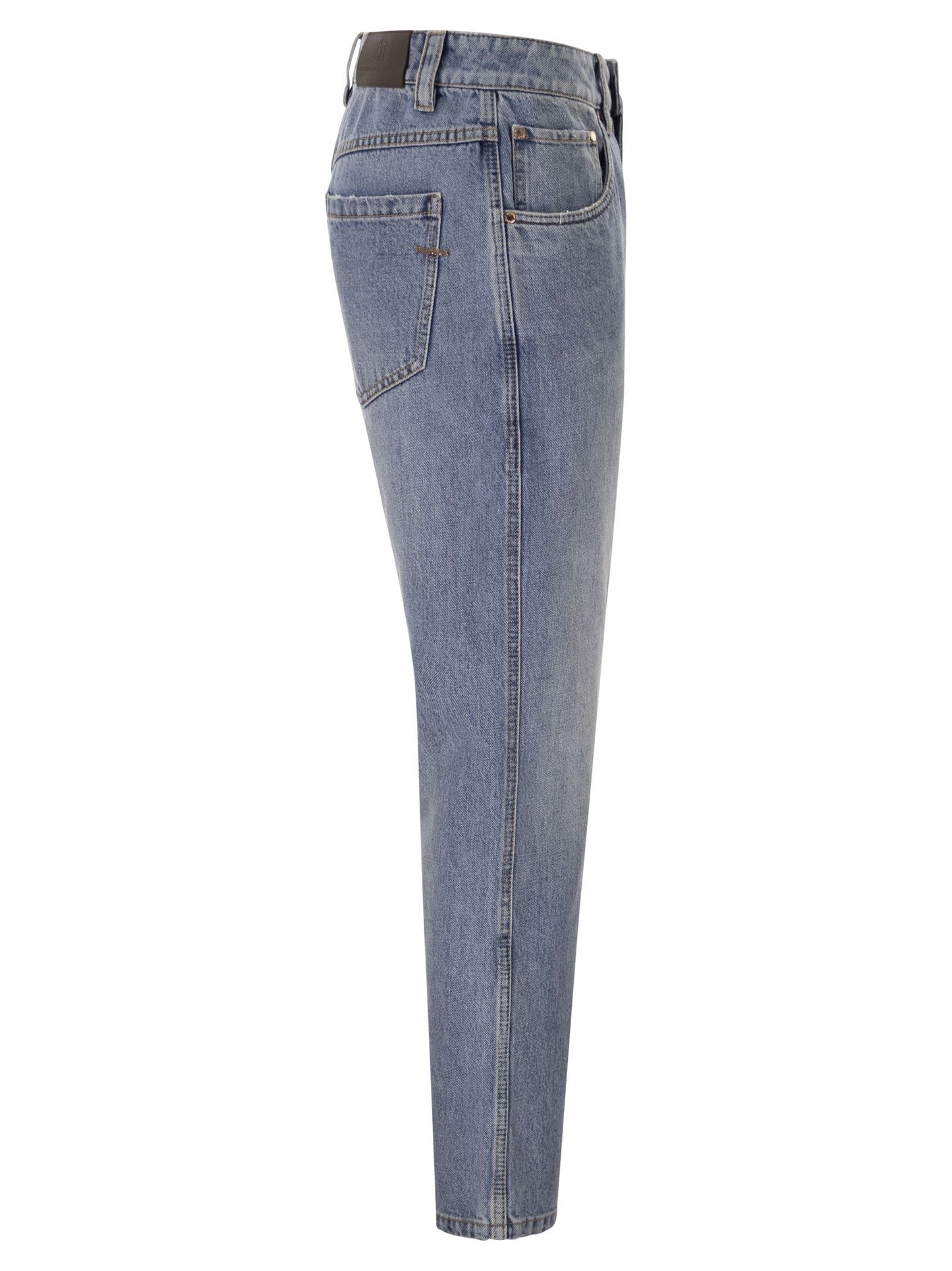 Brunello Cucinelli Women Straight Trousers In Authentic Denim With Shiny Bartack BRUNELLO CUCINELLI
