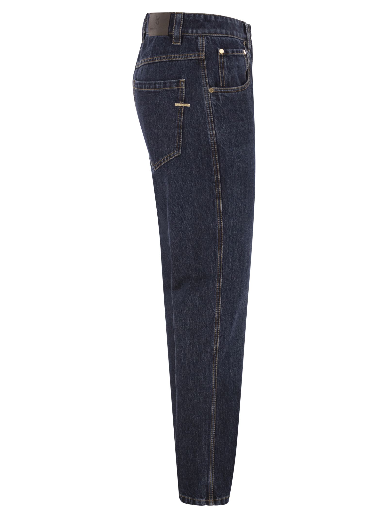 Brunello Cucinelli Women Straight Trousers In Authentic Denim With Shiny Bartack BRUNELLO CUCINELLI