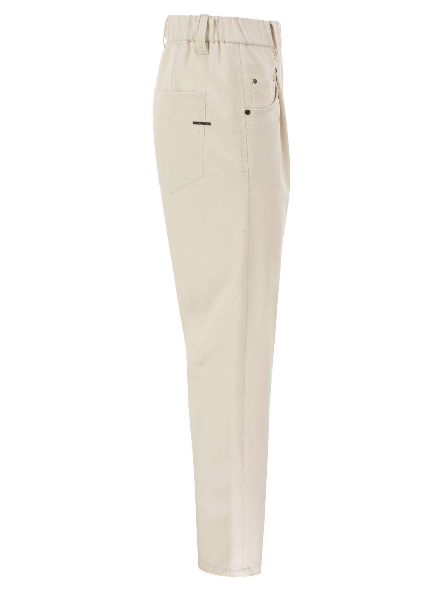 Brunello Cucinelli Women Baggy Trousers In Stretch Cotton Cover-Up With Shiny Bartack