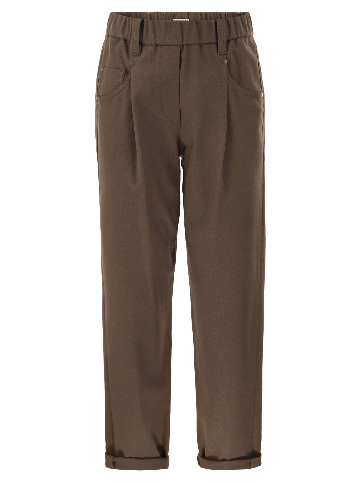 Brunello Cucinelli Women Baggy Trousers In Stretch Cotton Cover-Up With Shiny Bartack