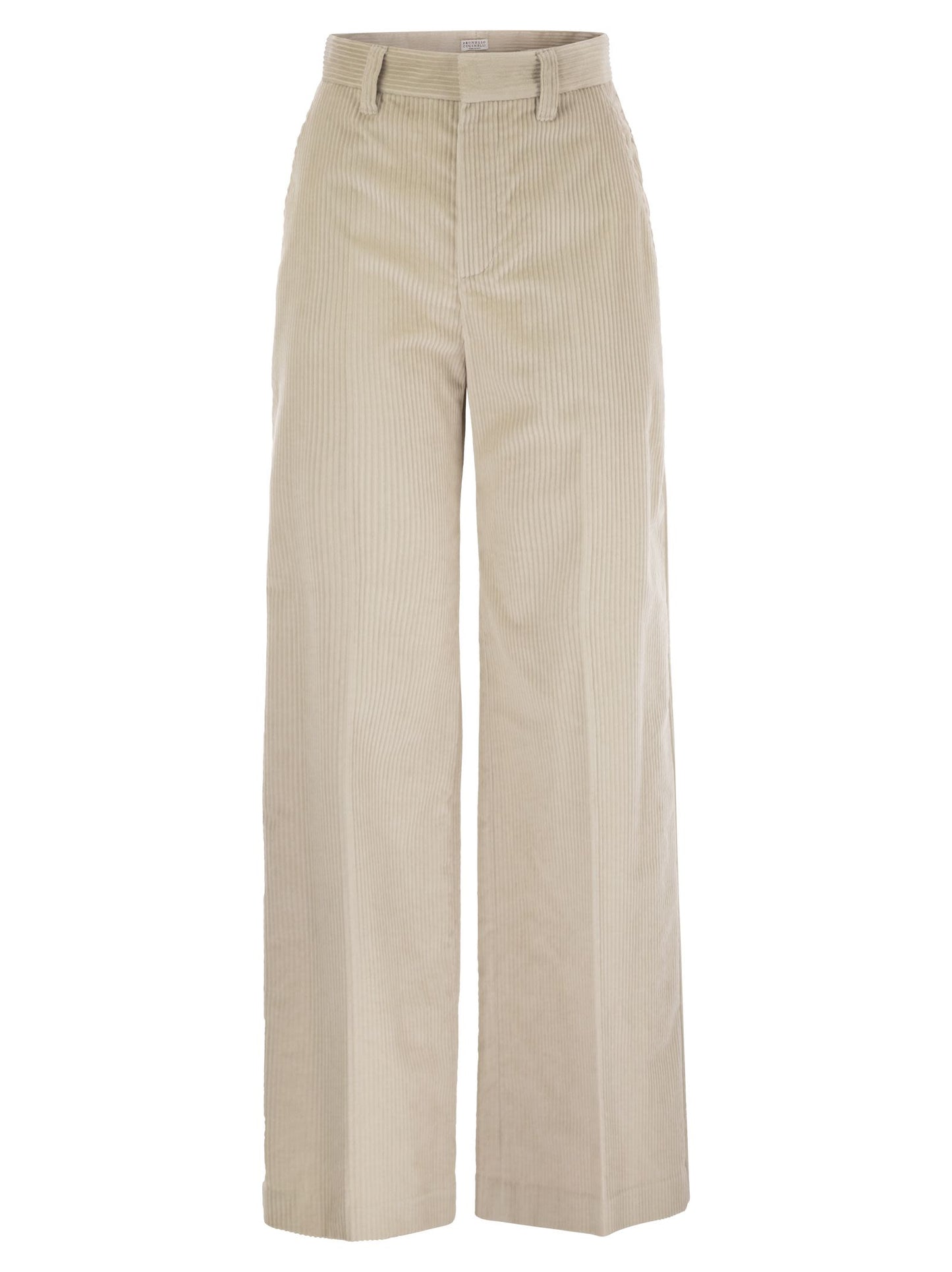 Brunello Cucinelli Women Fluid Corduroy Sartorial Track Trousers With Jewellery BRUNELLO CUCINELLI