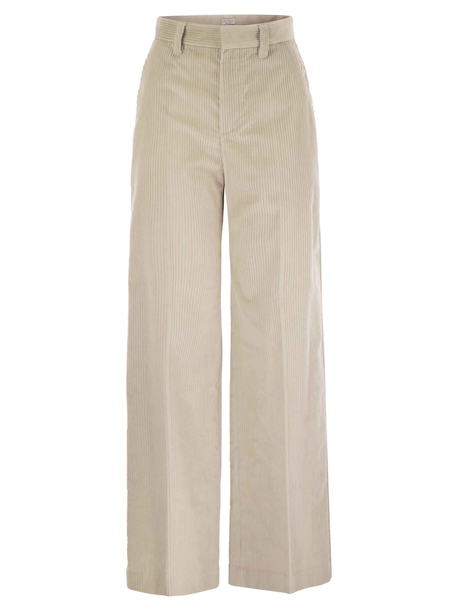 Brunello Cucinelli Women Fluid Corduroy Sartorial Track Trousers With Jewellery BRUNELLO CUCINELLI