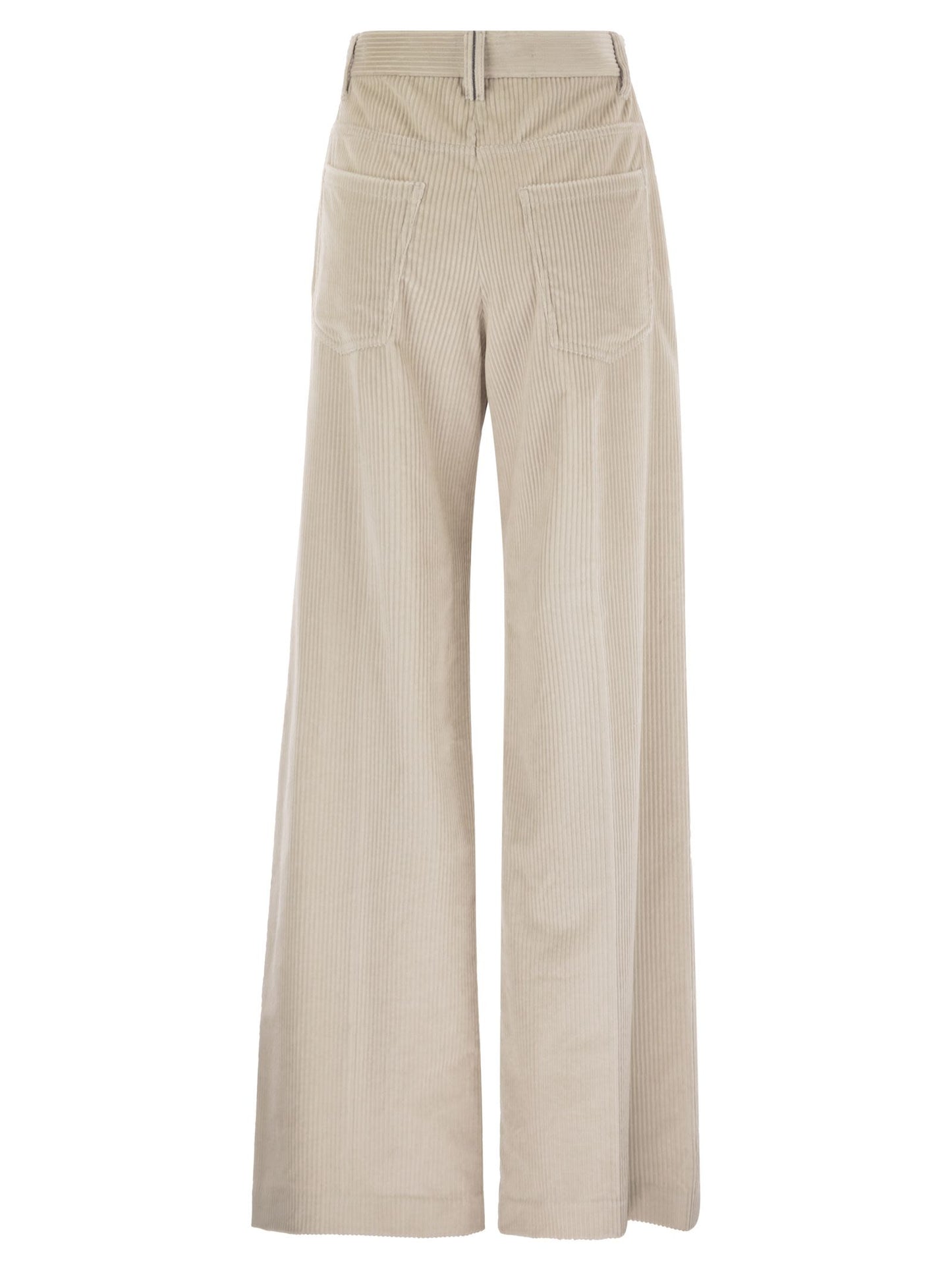 Brunello Cucinelli Women Fluid Corduroy Sartorial Track Trousers With Jewellery BRUNELLO CUCINELLI