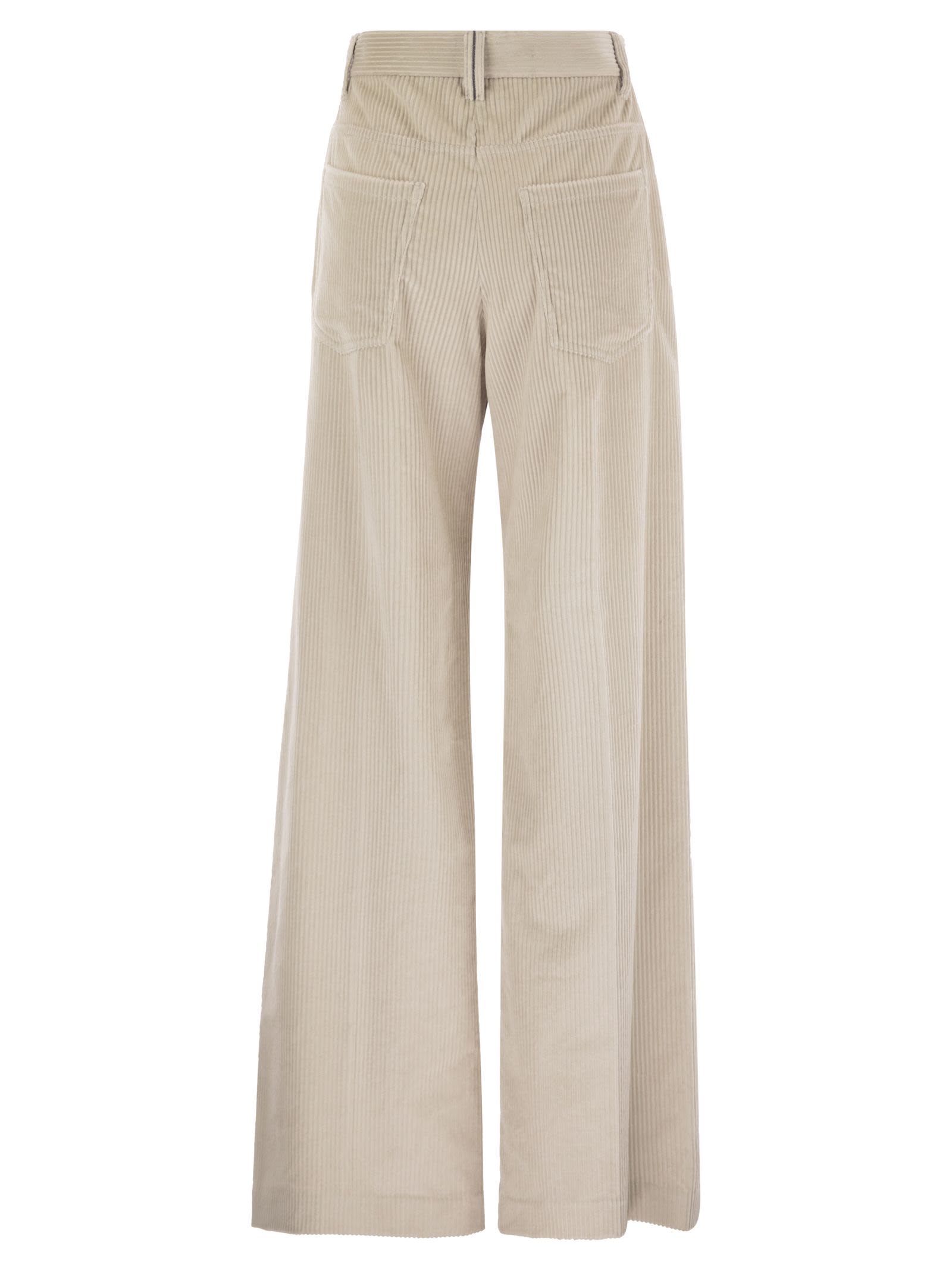 Brunello Cucinelli Women Fluid Corduroy Sartorial Track Trousers With Jewellery BRUNELLO CUCINELLI