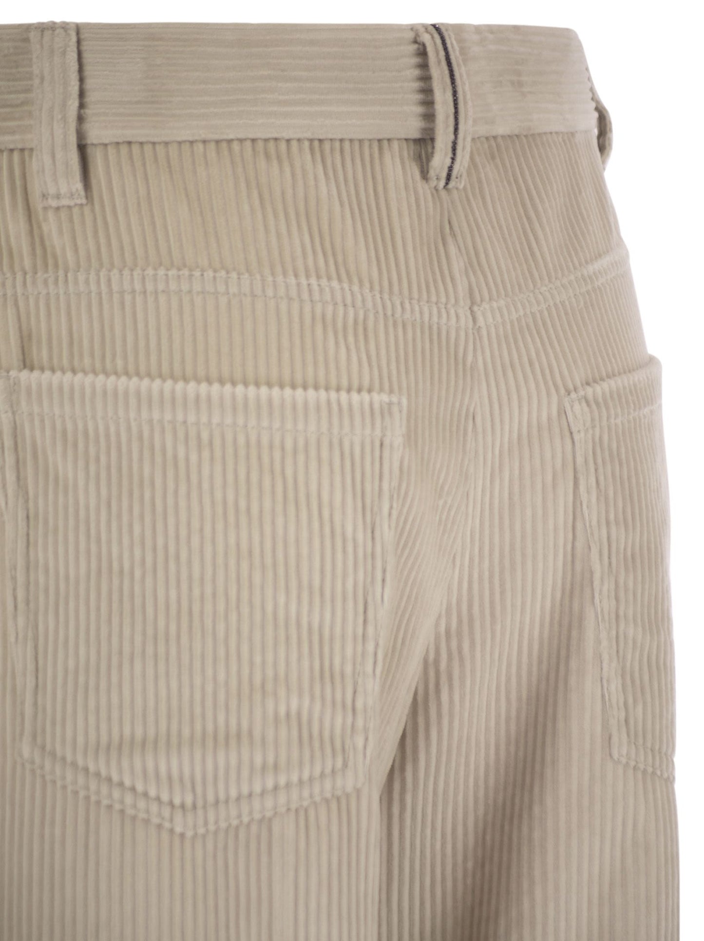 Brunello Cucinelli Women Fluid Corduroy Sartorial Track Trousers With Jewellery BRUNELLO CUCINELLI
