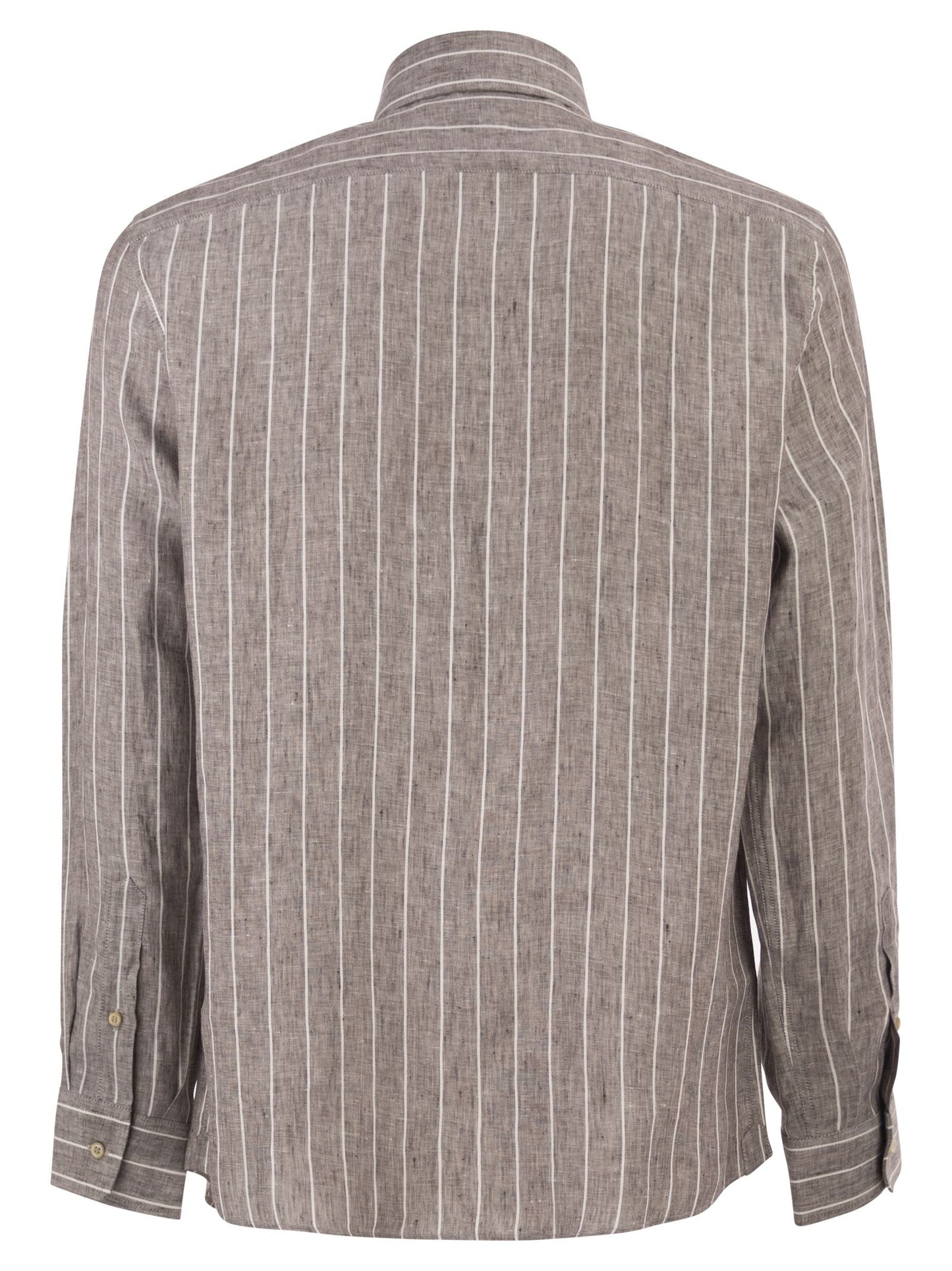 Brunello Cucinelli Men Easy Fit Striped Linen Shirt BRUNELLO CUCINELLI