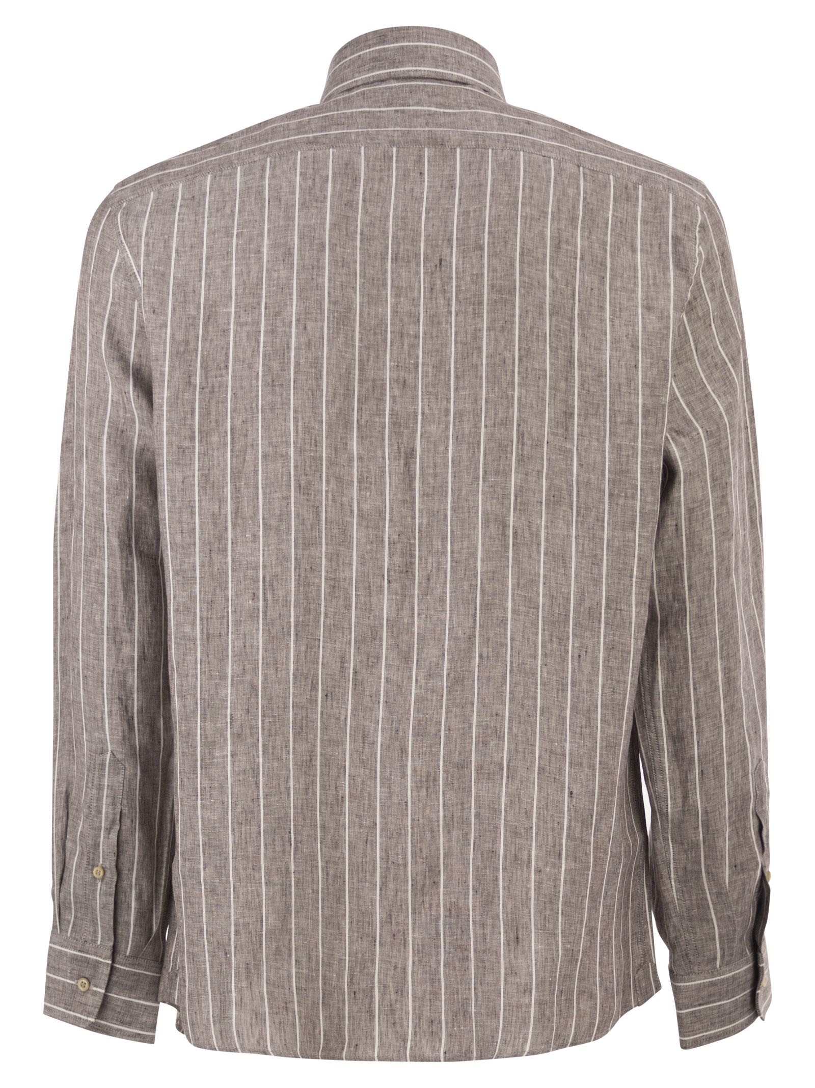 Brunello Cucinelli Men Easy Fit Striped Linen Shirt BRUNELLO CUCINELLI