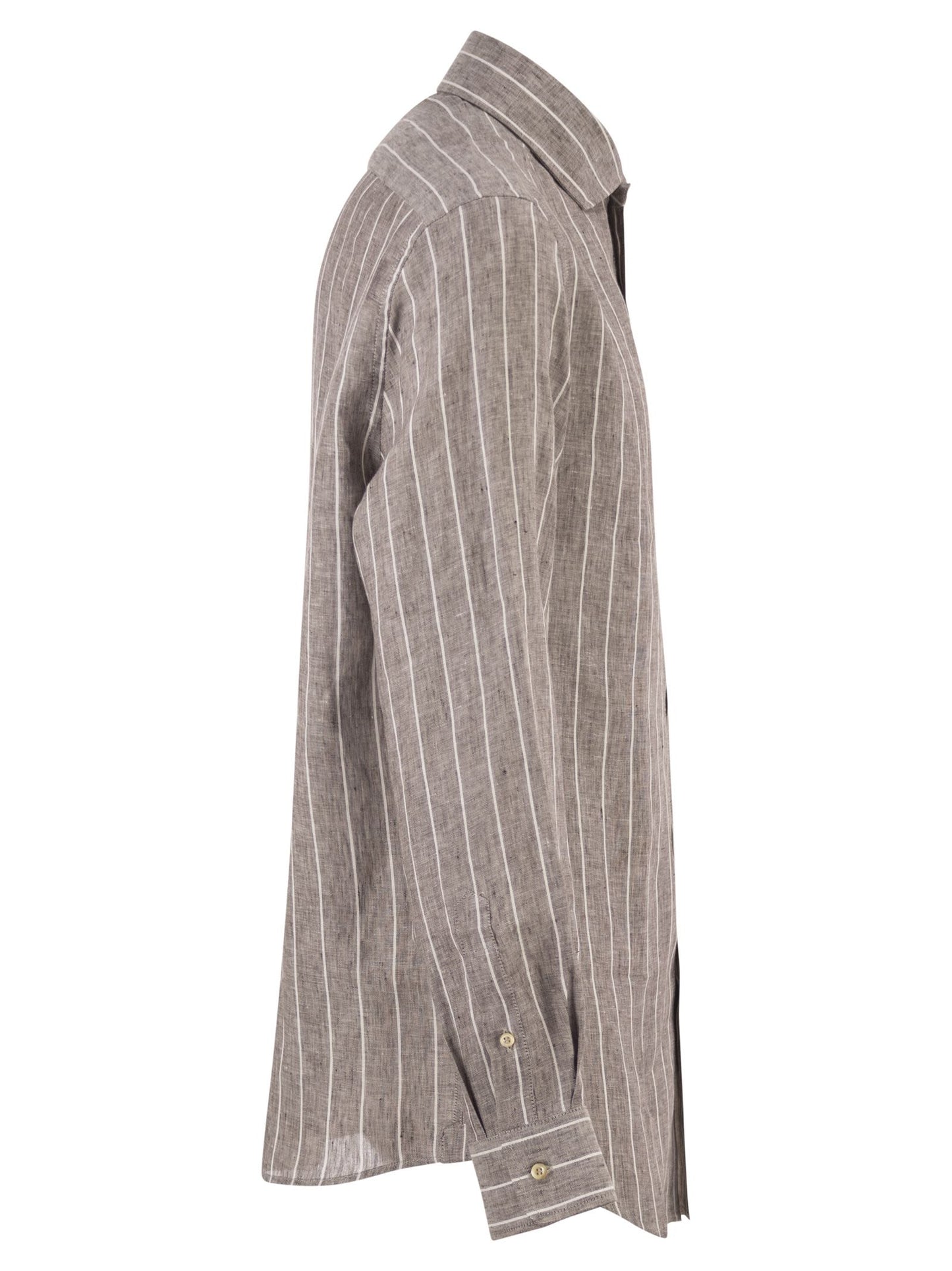 Brunello Cucinelli Men Easy Fit Striped Linen Shirt BRUNELLO CUCINELLI