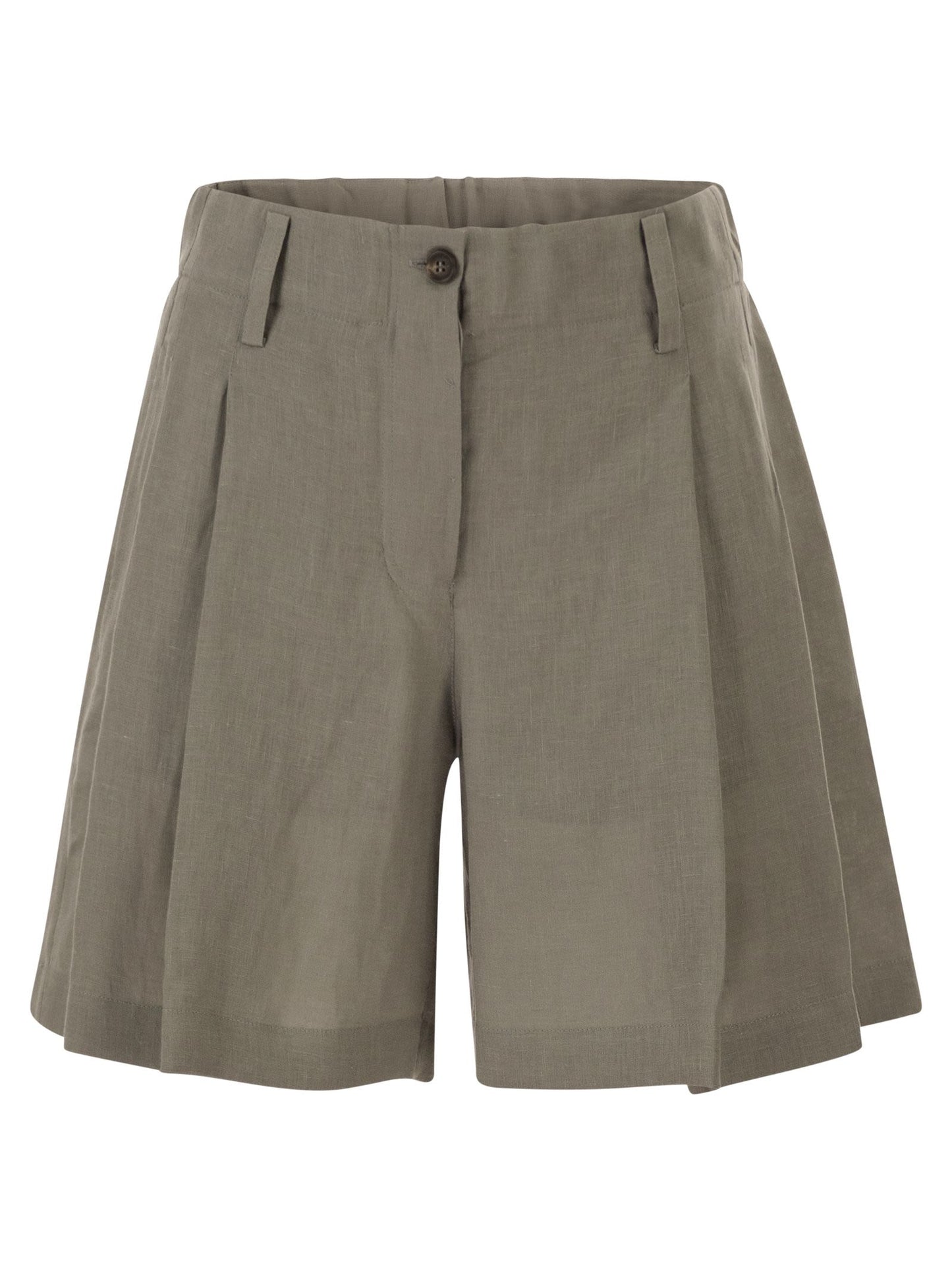 Brunello Cucinelli Women Tailored Linen Bermuda Shorts With Double Pleats