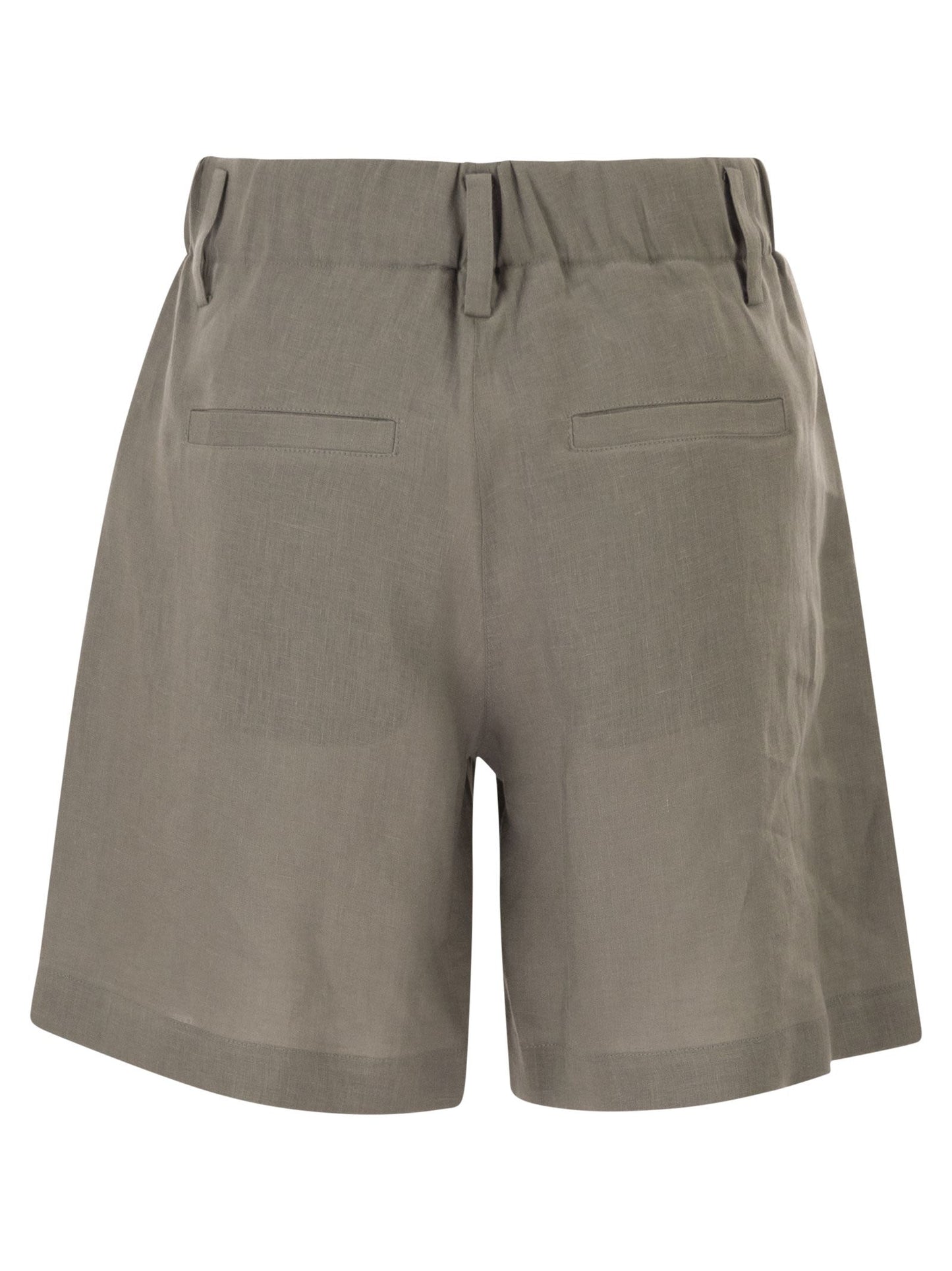 Brunello Cucinelli Women Tailored Linen Bermuda Shorts With Double Pleats