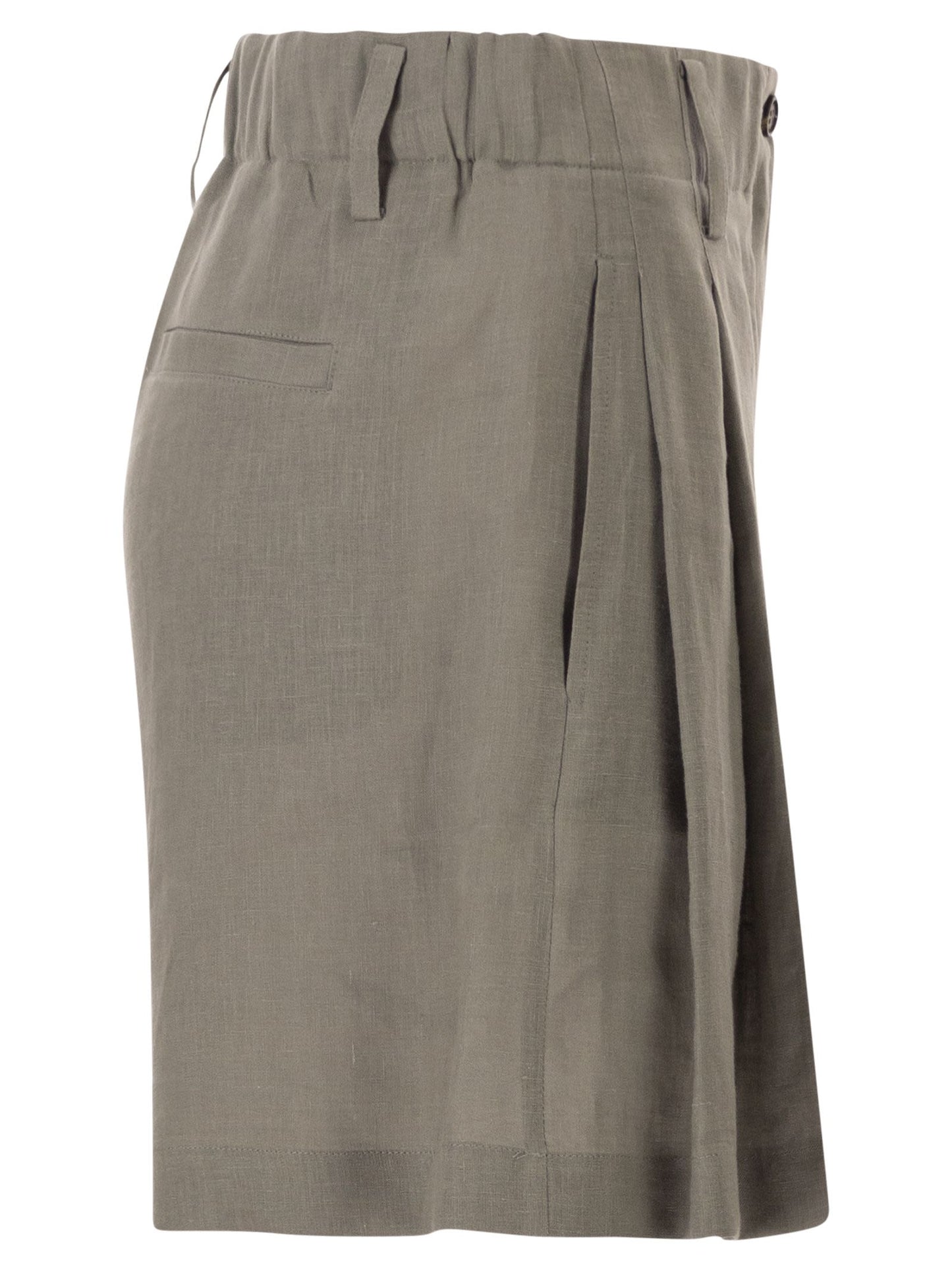 Brunello Cucinelli Women Tailored Linen Bermuda Shorts With Double Pleats