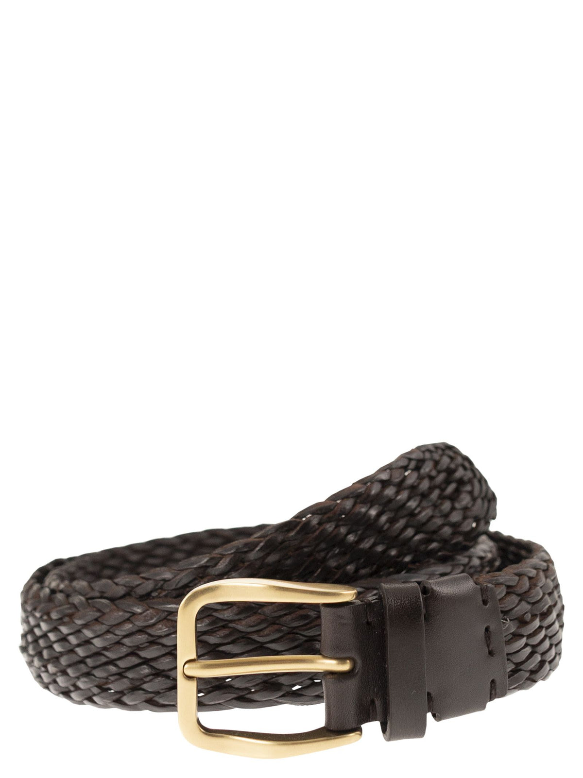 Brunello Cucinelli Men Braided Calfskin Belt