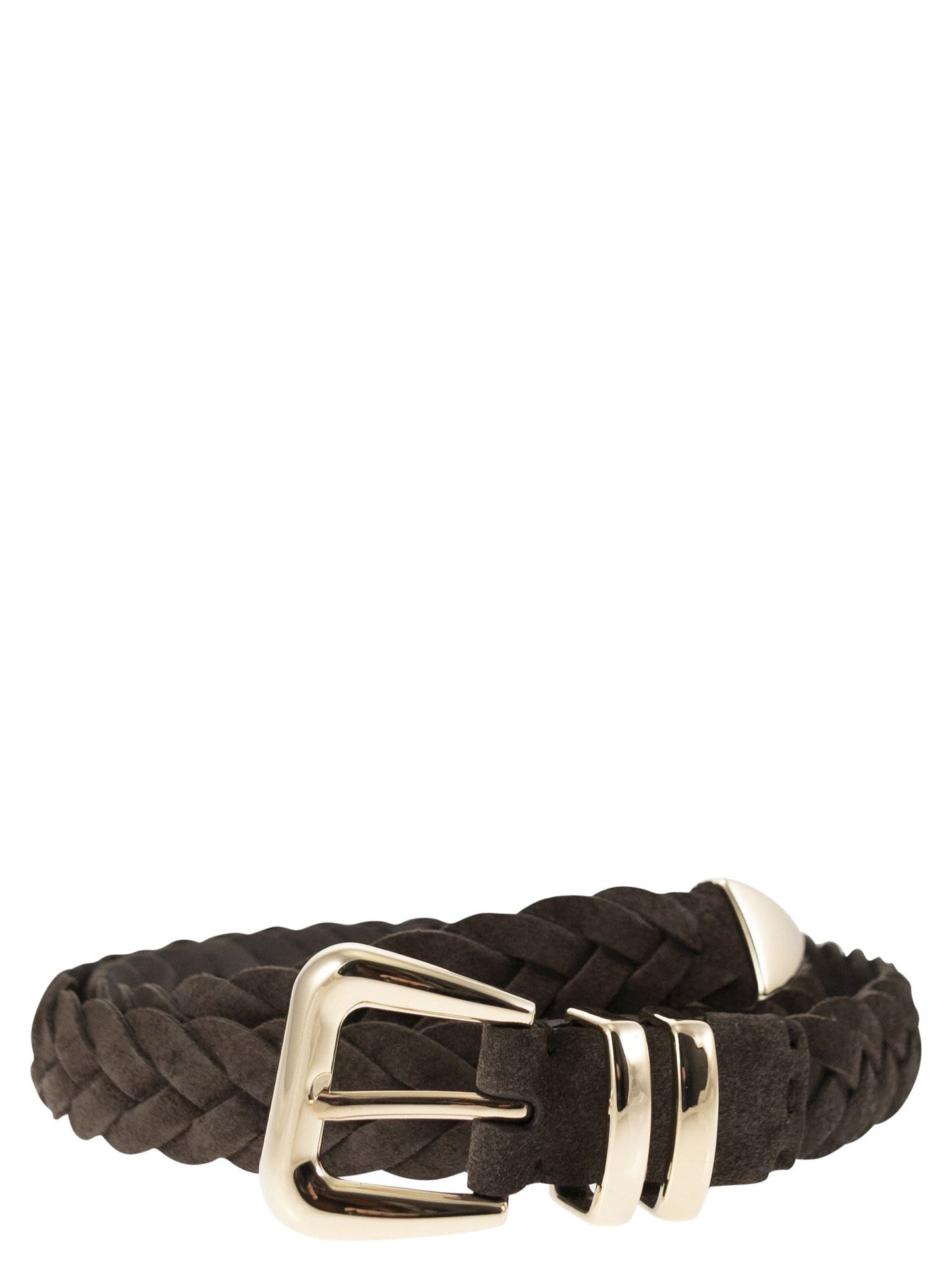 Brunello Cucinelli Men Reversed Calfskin Belt With Braided Tip BRUNELLO CUCINELLI