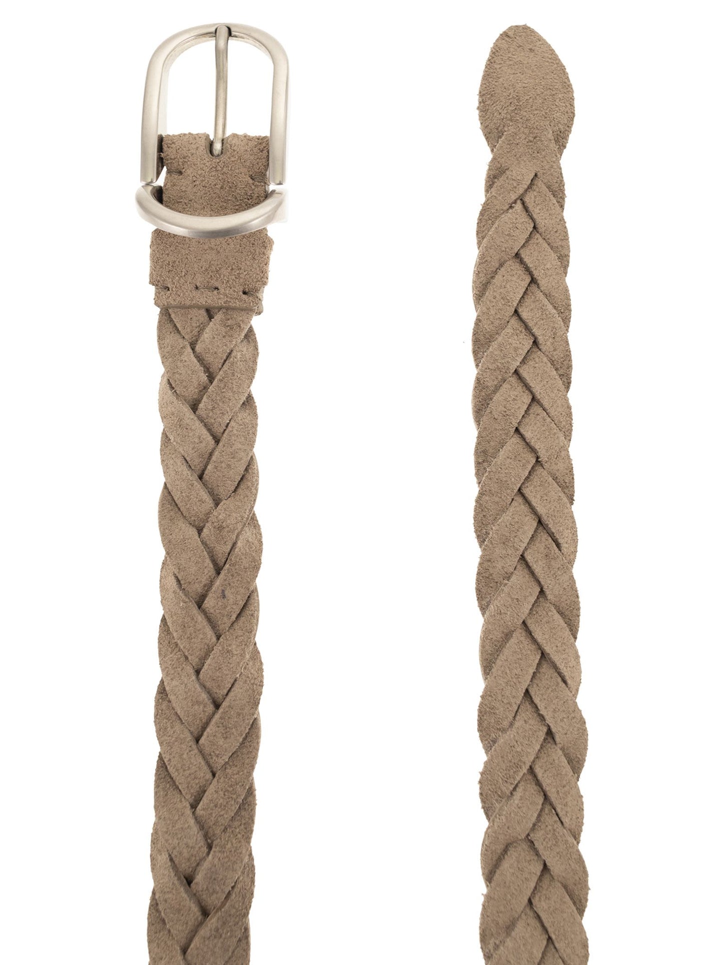 Brunello Cucinelli Men Woven Suede Belt With Rounded Buckle And Metal Loop BRUNELLO CUCINELLI