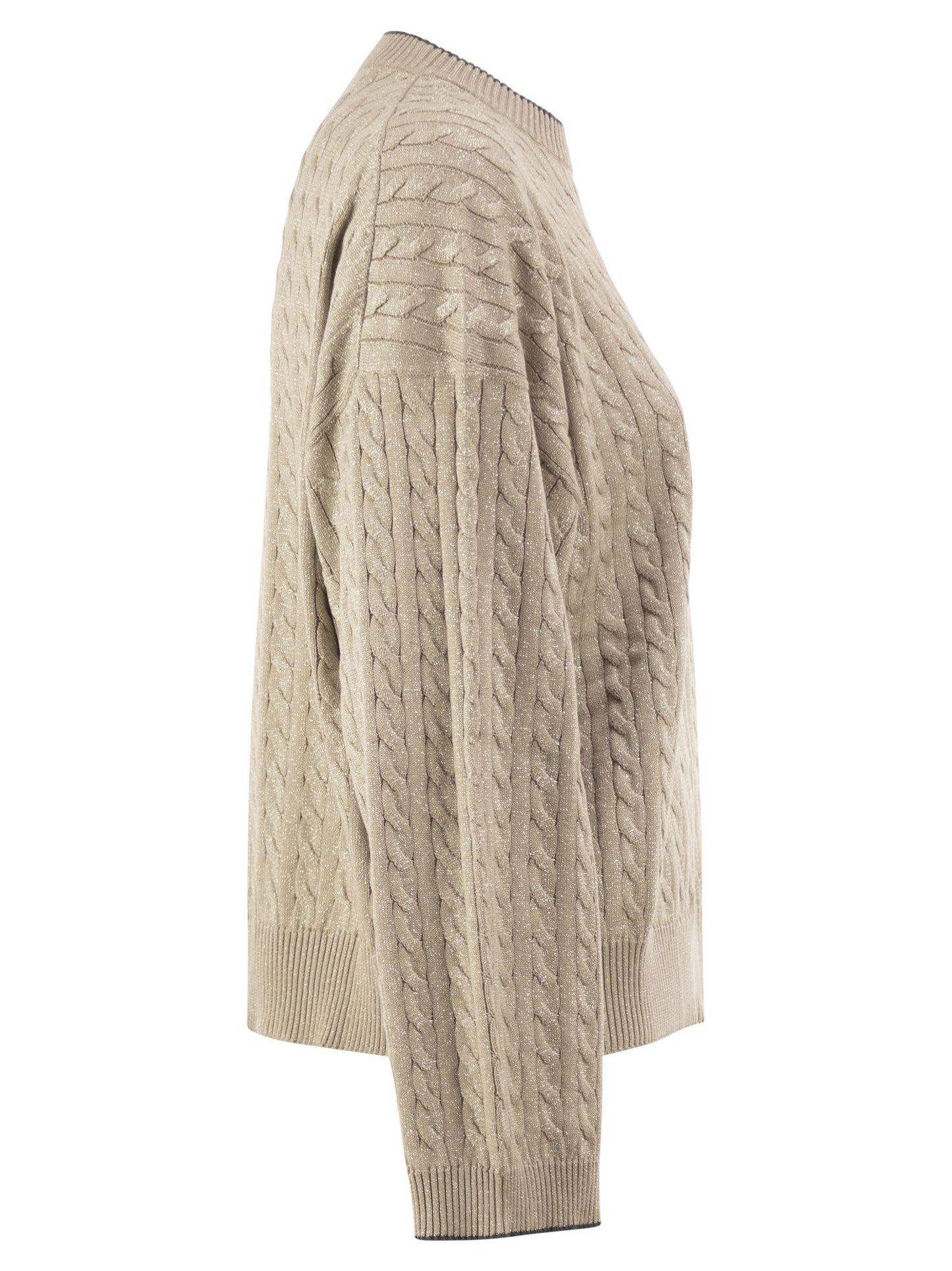 Brunello Cucinelli Women Cable-Knit Crew Neck Jumper With Shimmering Yarn