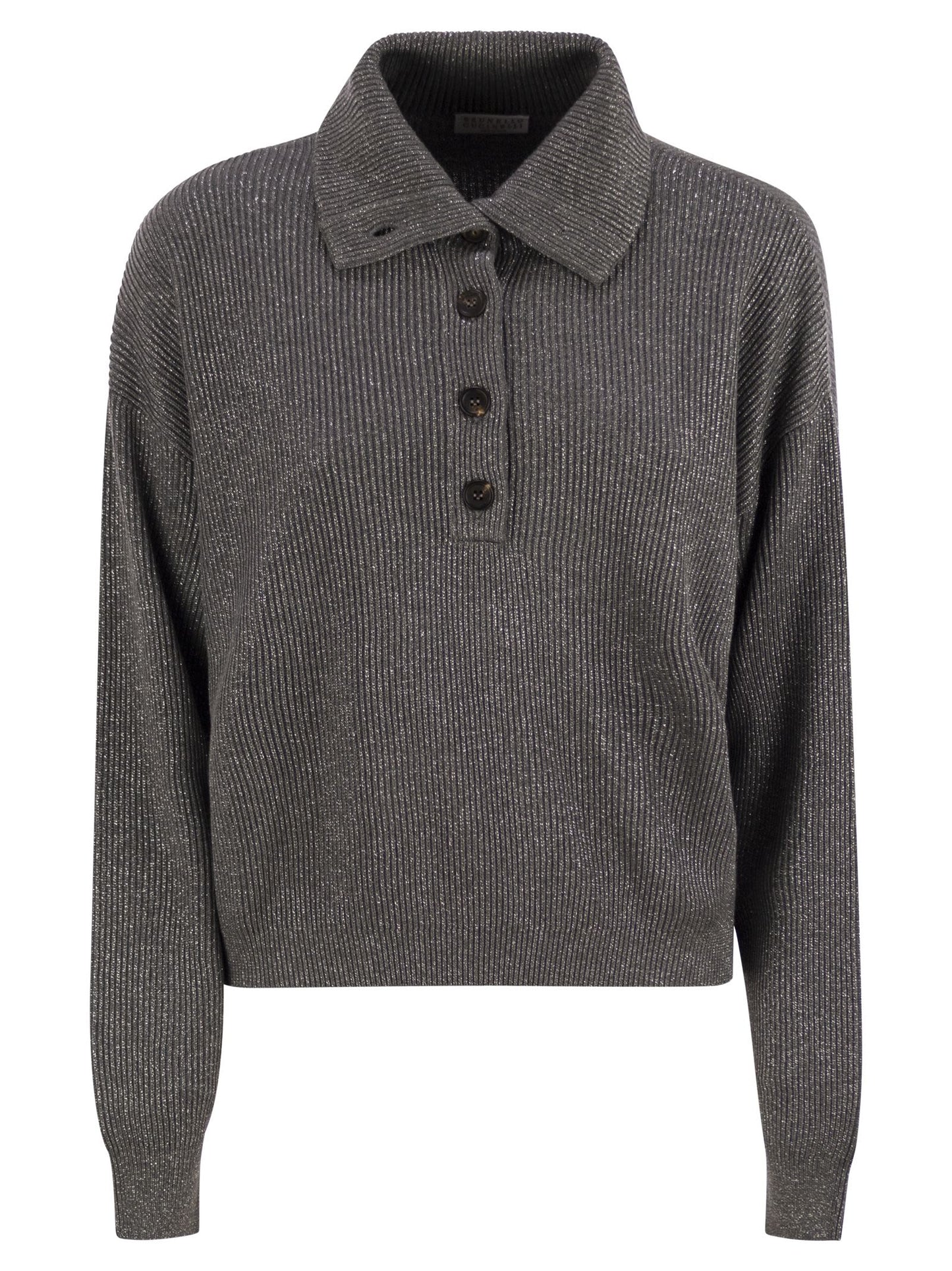 Brunello Cucinelli Women Cotton And Viscose Rib Knit High Collar BRUNELLO CUCINELLI