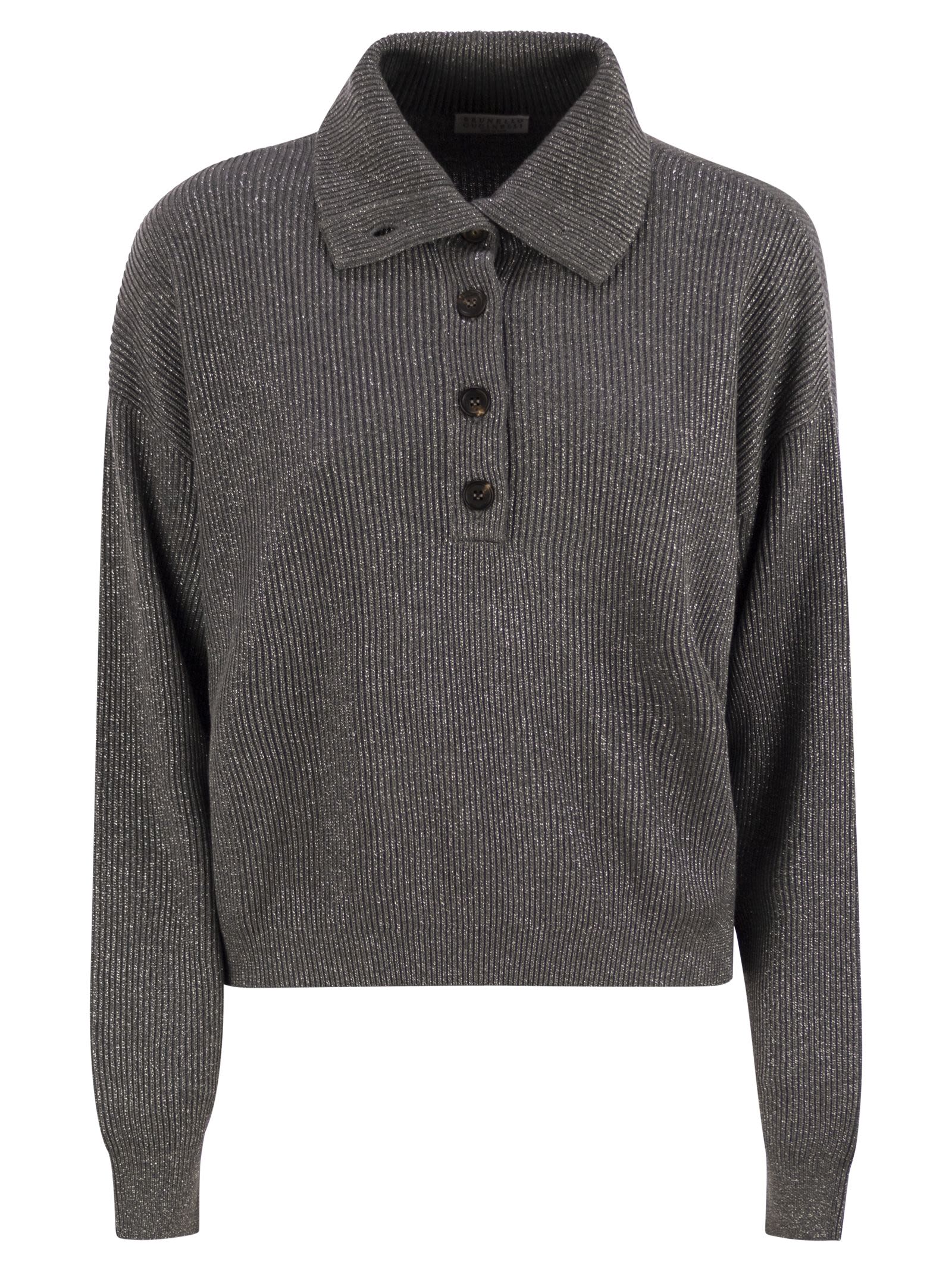 Brunello Cucinelli Women Cotton And Viscose Rib Knit High Collar BRUNELLO CUCINELLI